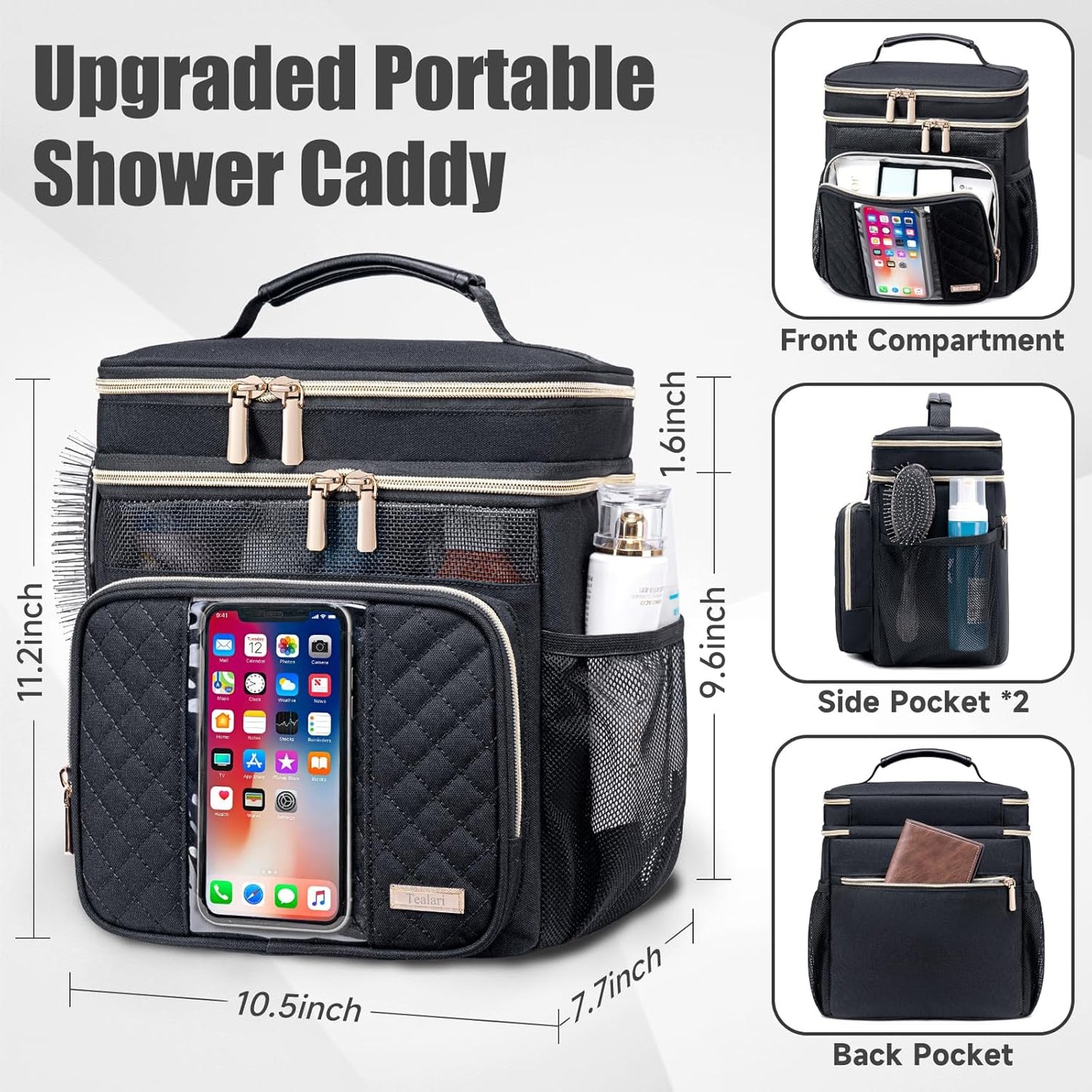 Large Toiletry Bag for Women Men,Bathroom Bag,Water Resistant Shower Bag,Makeup Bag,Portable Shower Caddy for College Dorm,Hanging Travel Toiletry Bag with Transparent Waterproof Phone Pocket