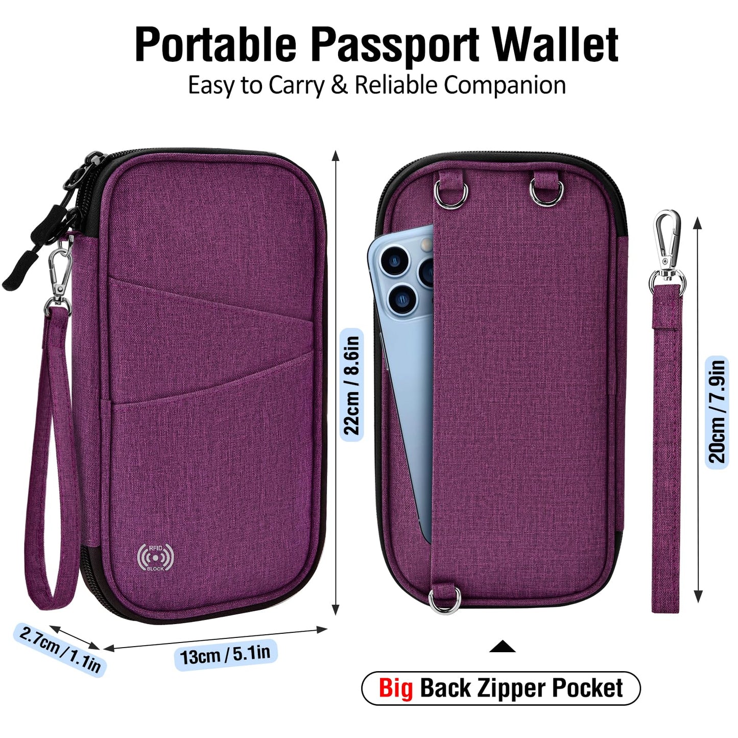 BKNOOU Passport Holder Family Rfid Blocking Travel Document Organizer,Travel Passport Wallet
