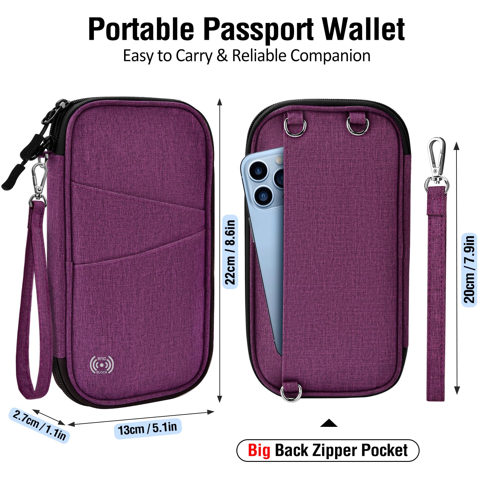 BKNOOU Passport Holder Family Rfid Blocking Travel Document Organizer,Travel Passport Wallet