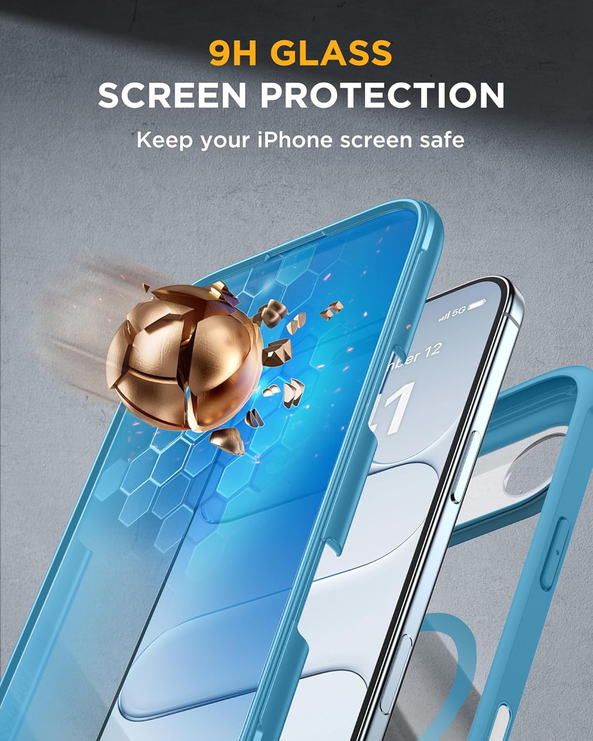 Miracase Magnetic for iPhone Air Case 6.5" [Compatible with MagSafe] Full-Body Phone Case with Built-in Glass Screen Protector & Camera Control,Drop Proof iPhone 17 Air Case Cover, Blue