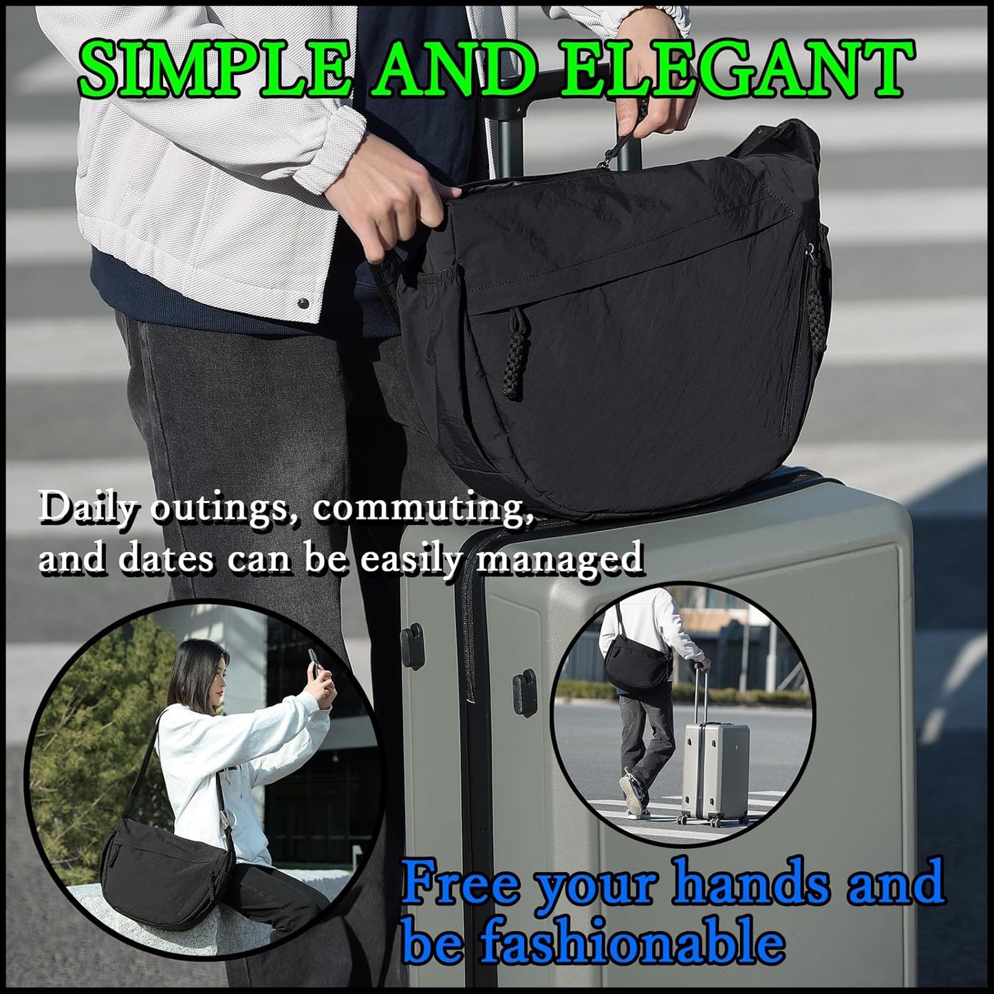 FSD.WG Men Messenger Bag Laptop Bag Shoulder Bag Large Capacity Computer Casual Bag for Work College Travel