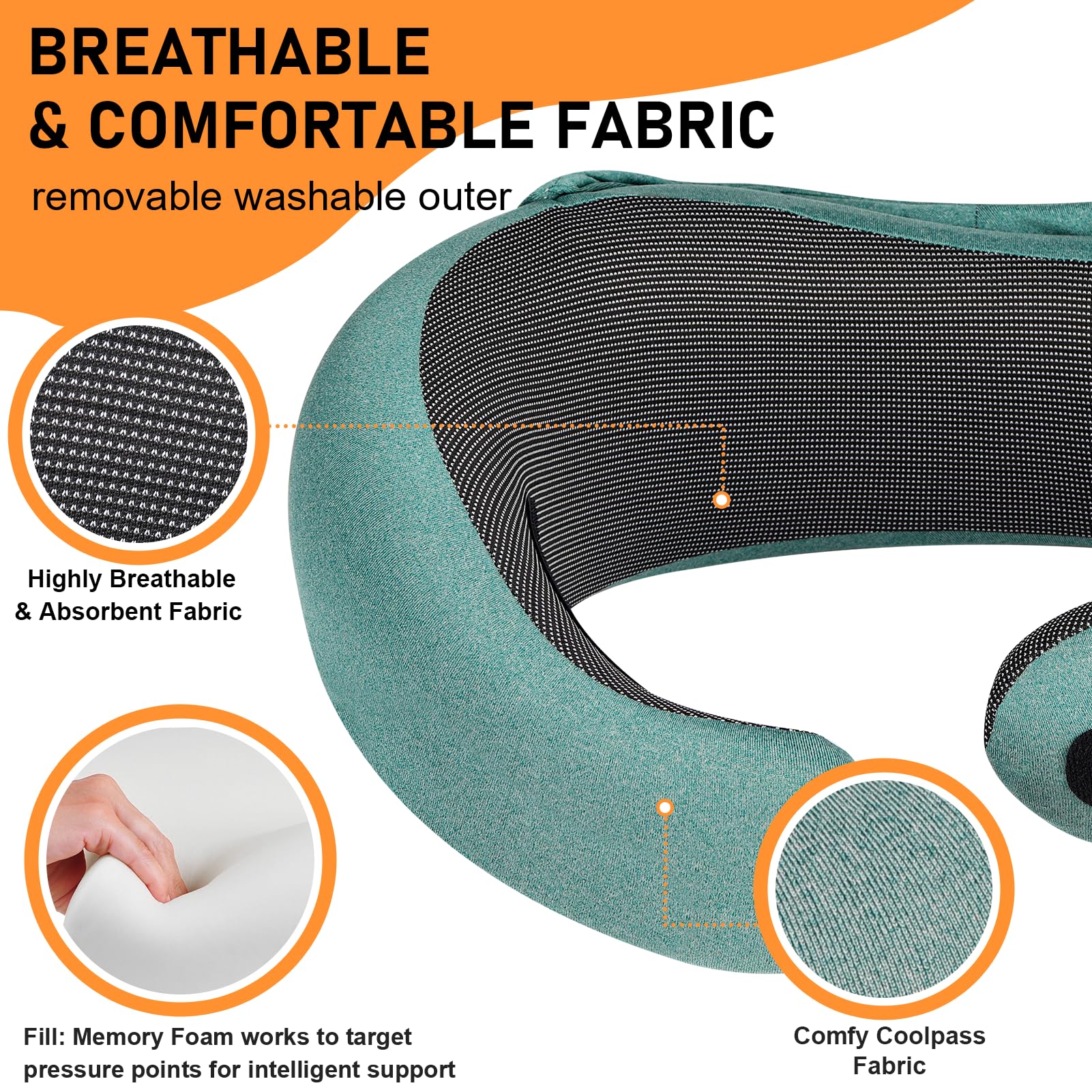 Vzpeun Travel Pillow - Hooded Neck Pillow Airplane Memory Foam Filling