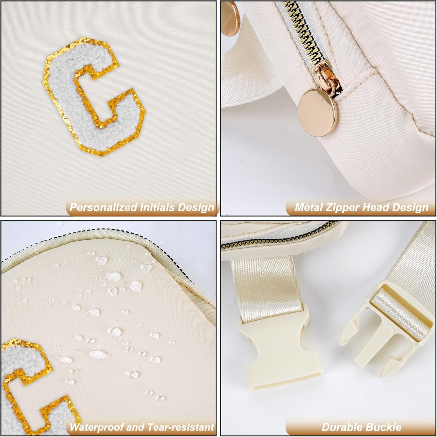 Customized Mothers Day Gifts - Customized Gifts for Mom,Birthday Gift for Mom,Mom Gifts From Daughter,Mother in Law Gifts,Mama Gift Idea,Crossbody Bag Belt Bag,Initial White C,Cream Bag