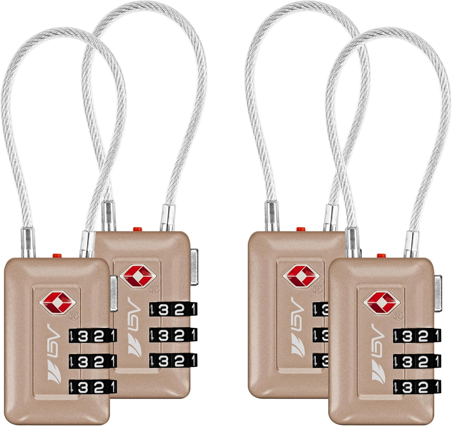 TSA Accepted Luggage Travel Lock, Set-Your-Own Combination Lock for School Gym Locker, Luggage Suitcase Baggage Locks, Filing Cabinets, Toolbox, Case (Titanium, 4 Pack)