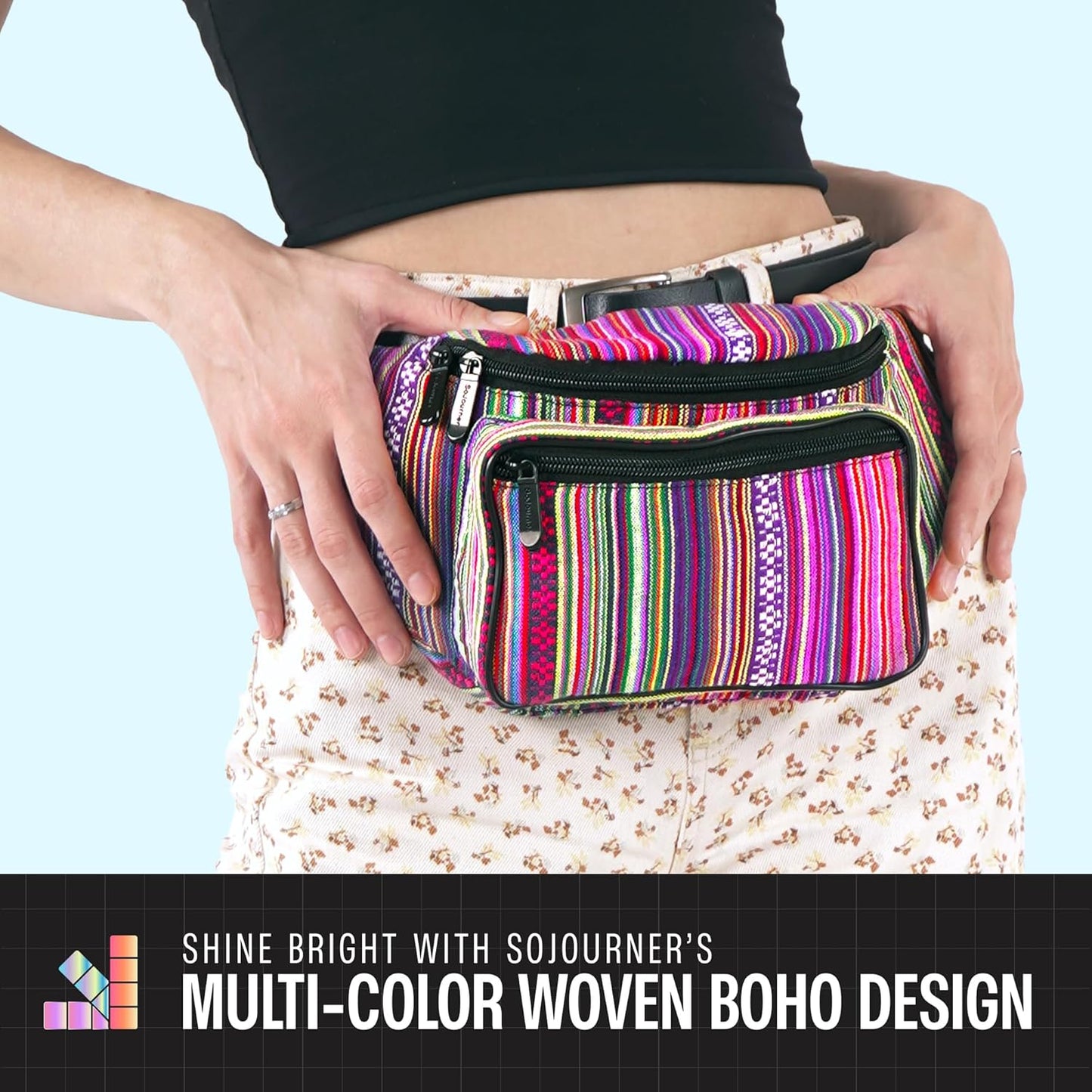 Fanny Pack Belt bag - Crossbody Waist Bag for Men or Women - Hands-Free, Waterproof Large Bumbag for Hiking, Running, and Travel (Rose Vert)