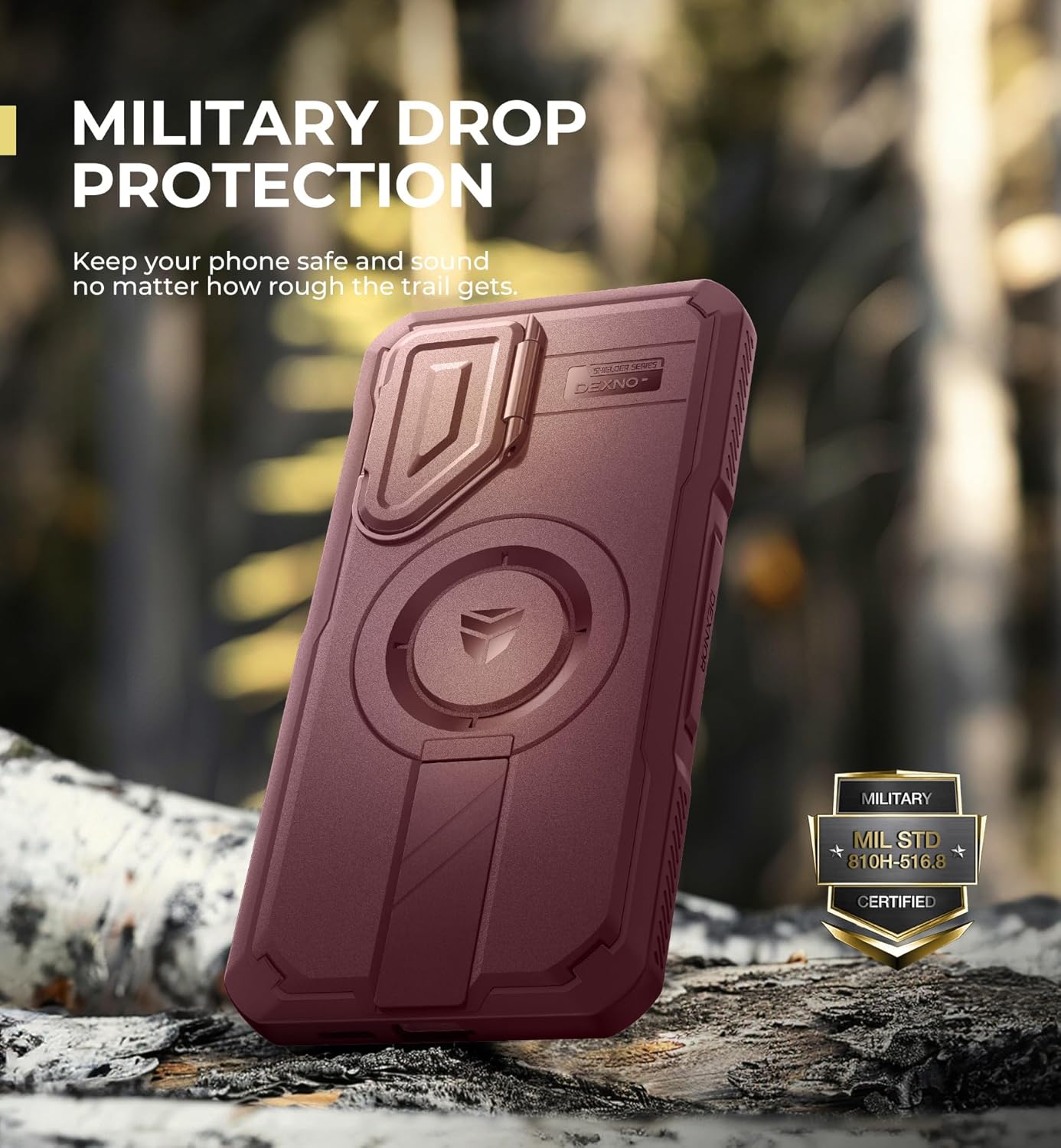 Dexnor for Samsung Galaxy S25 Plus Case with Camera Cover & Adjustable Kickstand & Built-in Screen Protector, Magnetic Rugged Shockproof Bumper Cases Heavy-Duty Protective Cover (2025),Maroon Red