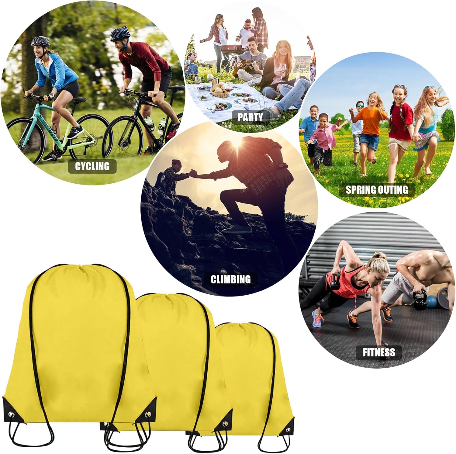 60 Pieces Drawstring Backpack Bulk Cinch Sackpack Ployster Drawstring Bags for Gym Party