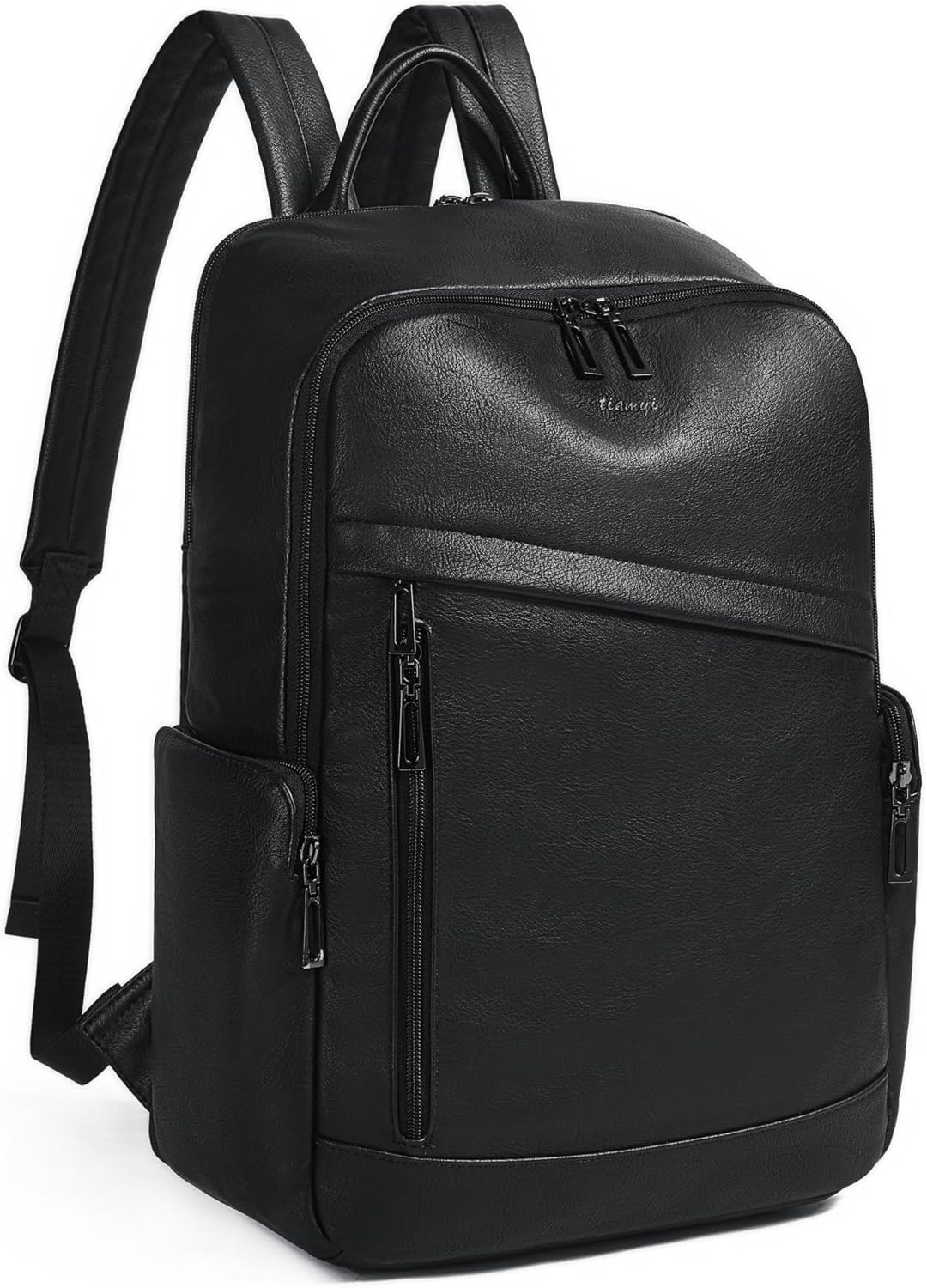 Computer Backpack for Women Soft Leather Back pack with 15.6 inch Laptop Compartment, Fashion Ladies Travel Backpack, Black