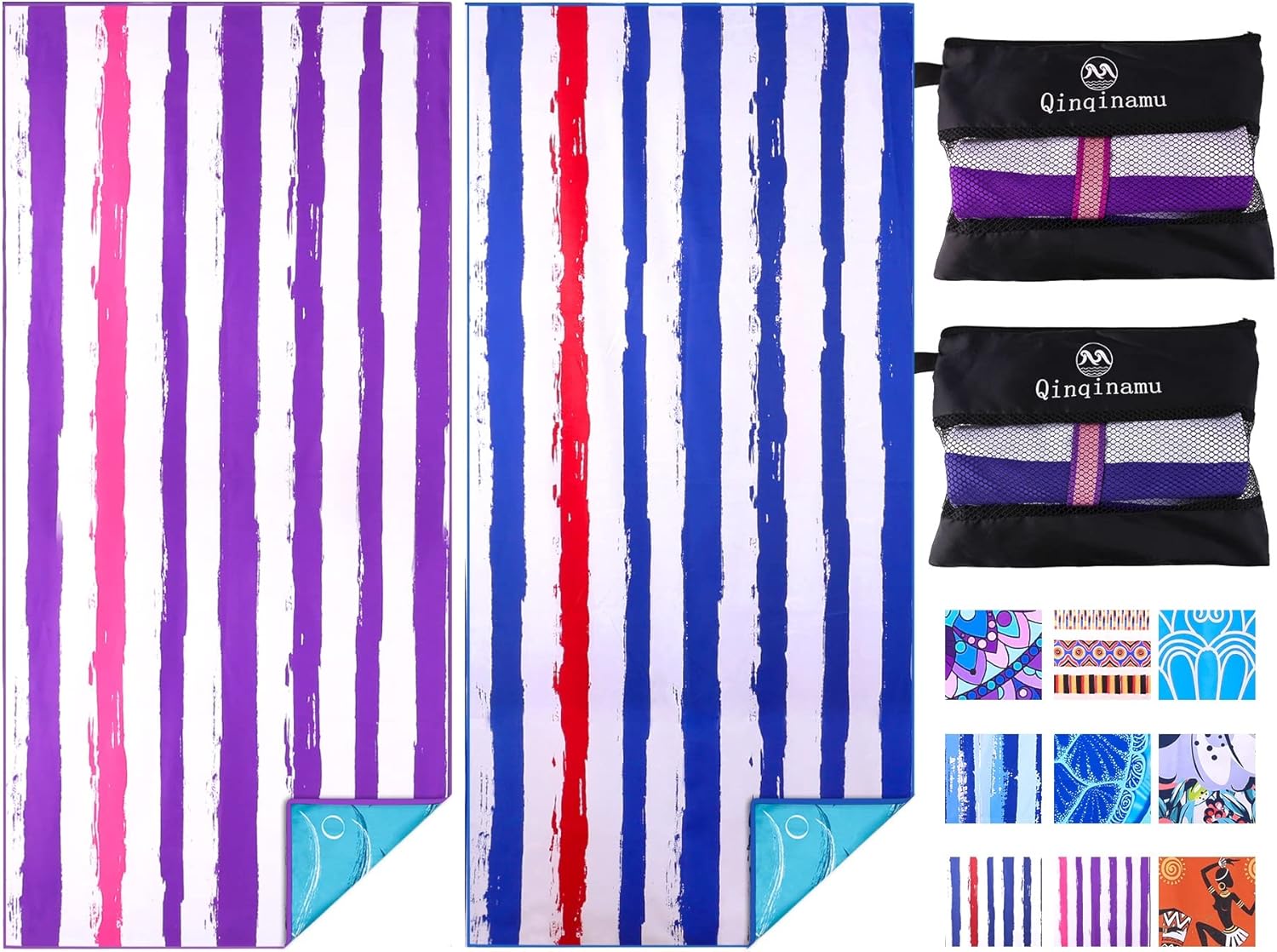 2 Pack Microfiber Oversized Lightweight Beach Towel 71"x32" XL Extra Large Thin Sand Free Towels