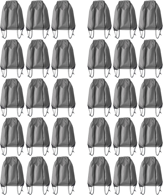 Drawstring Backpack Bulk 30Pcs Draw String Backpack Bags DIY Gym Sports Traveling Yoga Cinch Bag Sackpack Drawstring (grey)