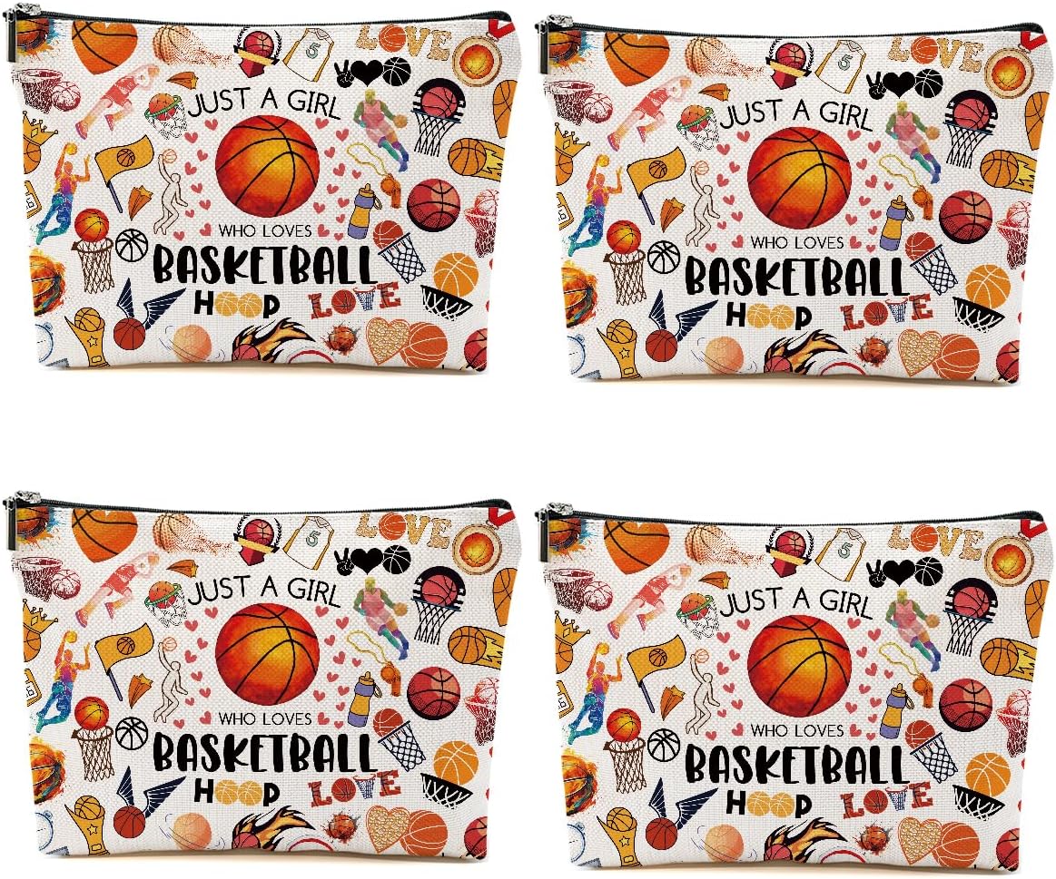 4PCS Basketball Gifts Cosmetic Bag Toiletry Bag Birthday Graduation Makeup Bags for Women Basketball Gifts for Girls Women Girlfriend Basketballs Lover Fan