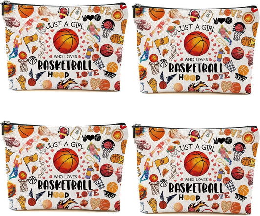4PCS Basketball Gifts Cosmetic Bag Toiletry Bag Birthday Graduation Makeup Bags for Women Basketball Gifts for Girls Women Girlfriend Basketballs Lover Fan
