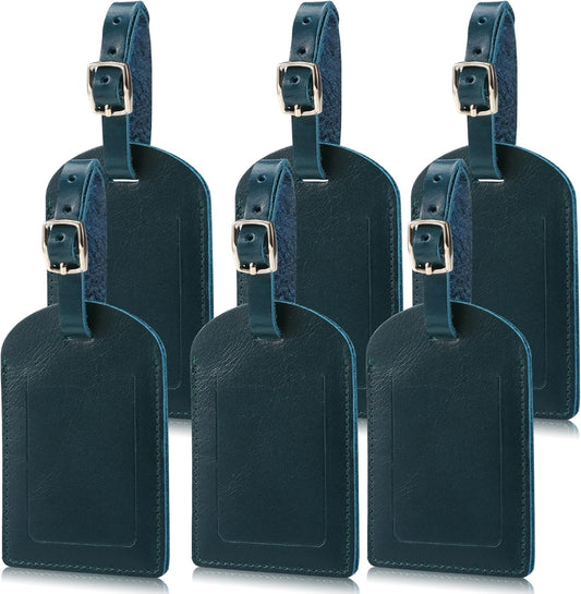Ringsun Genuine Leather Luggage Tag for Suitcases ID Tags Bag Tags for Luggage (6 Pack)