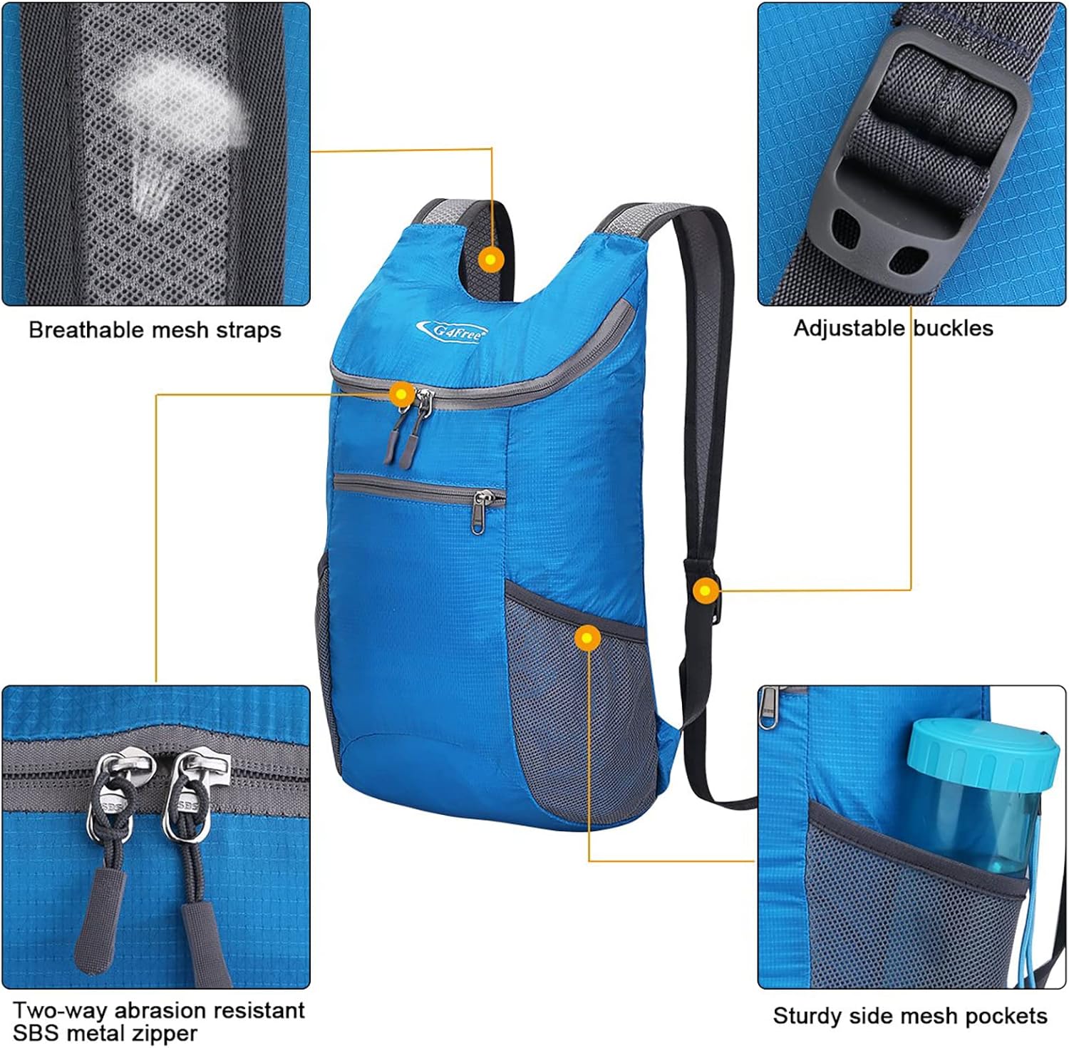G4Free Lightweight Packable Hiking Backpack for Men Women Small Hiking Daypacks Foldable Shoulder
