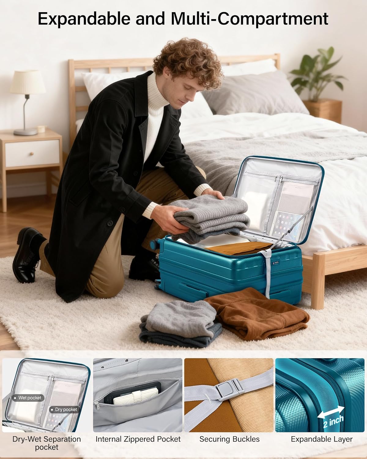Hanke 26 Inch Expandable Luggage Top Opening Checked Bag Luggage Hard Shell Suitcases with Wheels