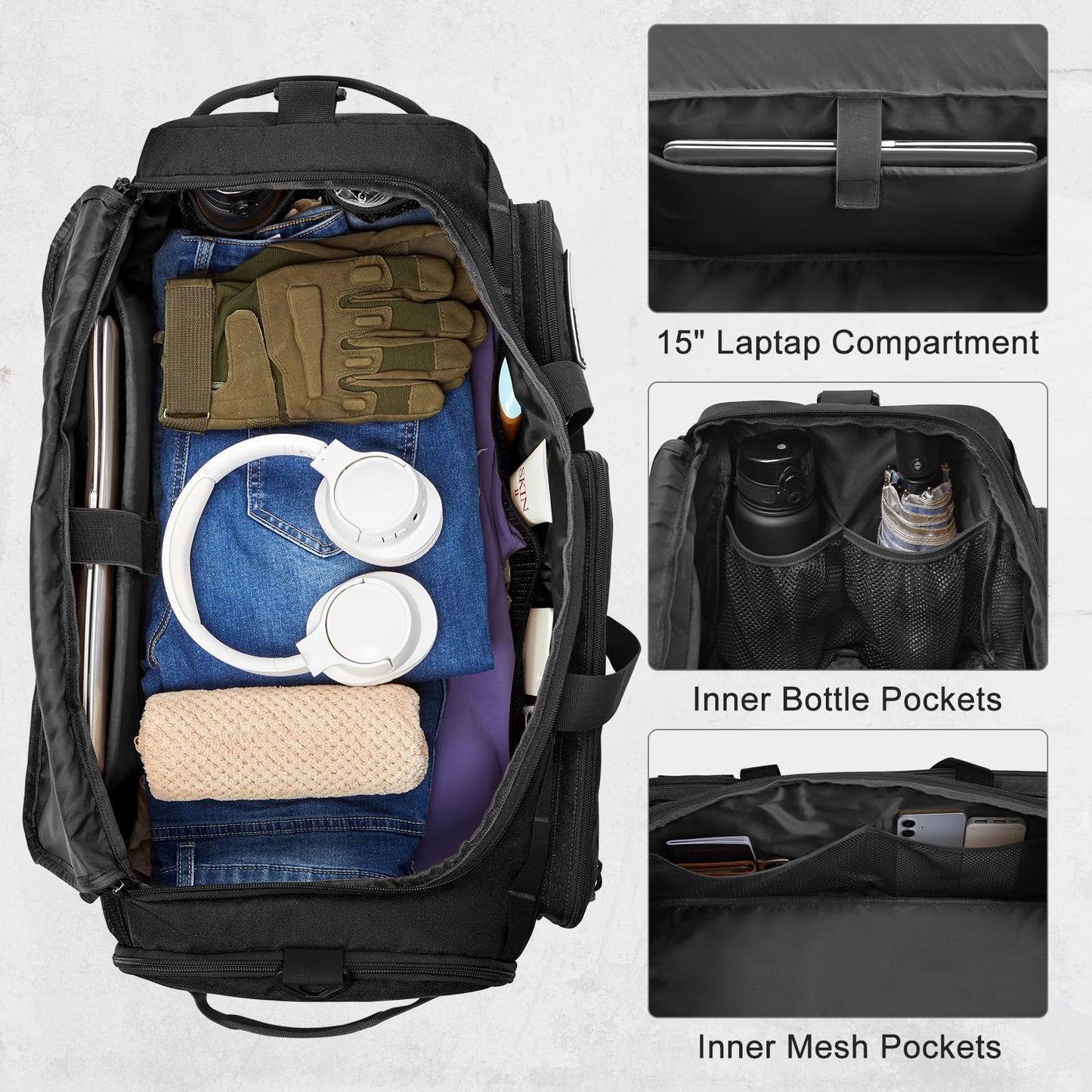 G4Free 3-in-1 Duffle Bag Travel Gym Sports, Large Tactical Duffel Backpack