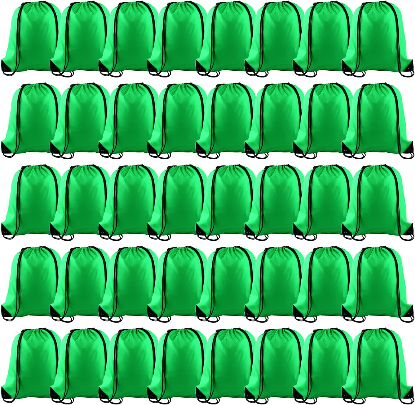 KUUQA 60Pcs Green Drawstring Backpack Bag Bulk Drawstring Bags String Bags Storage Bags Gym