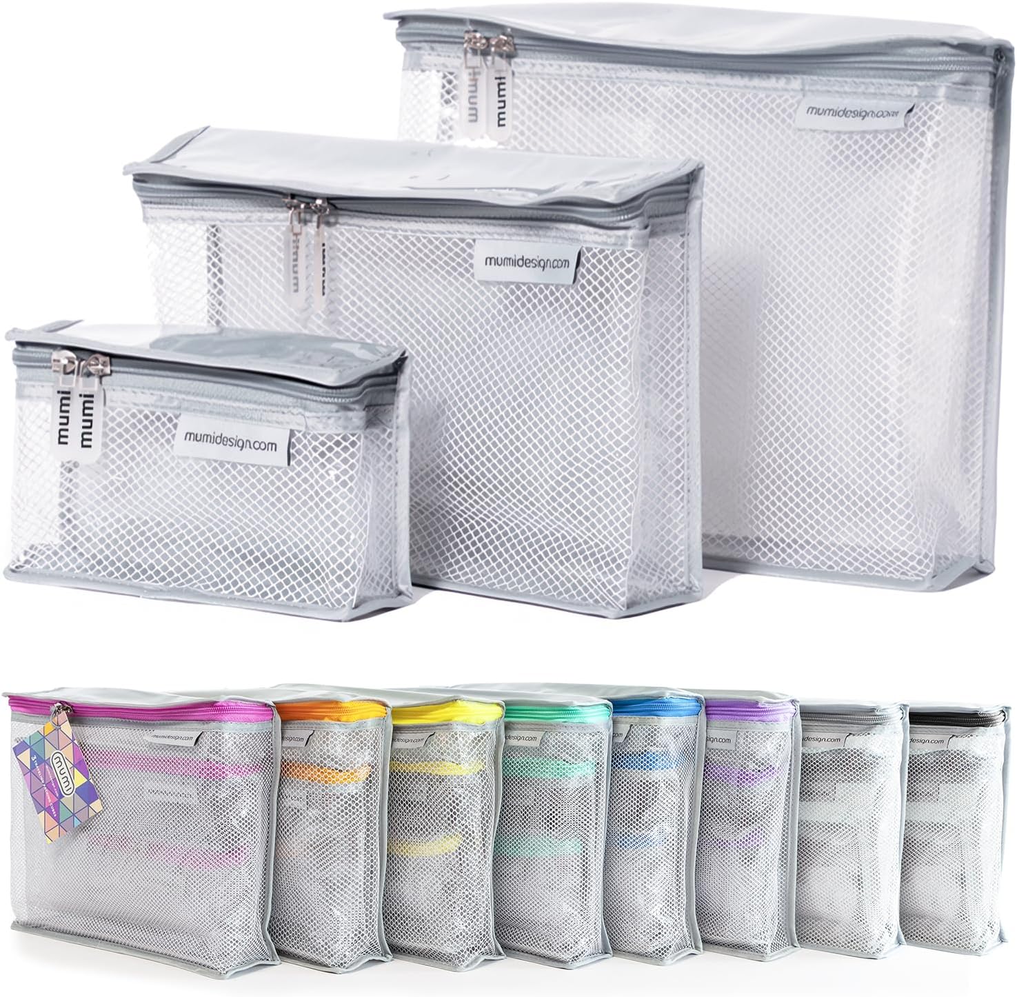 MUMI Travel Toiletry Bag Set of 3 – Clear TSA Approved Toiletry Bags for Women – Reusable