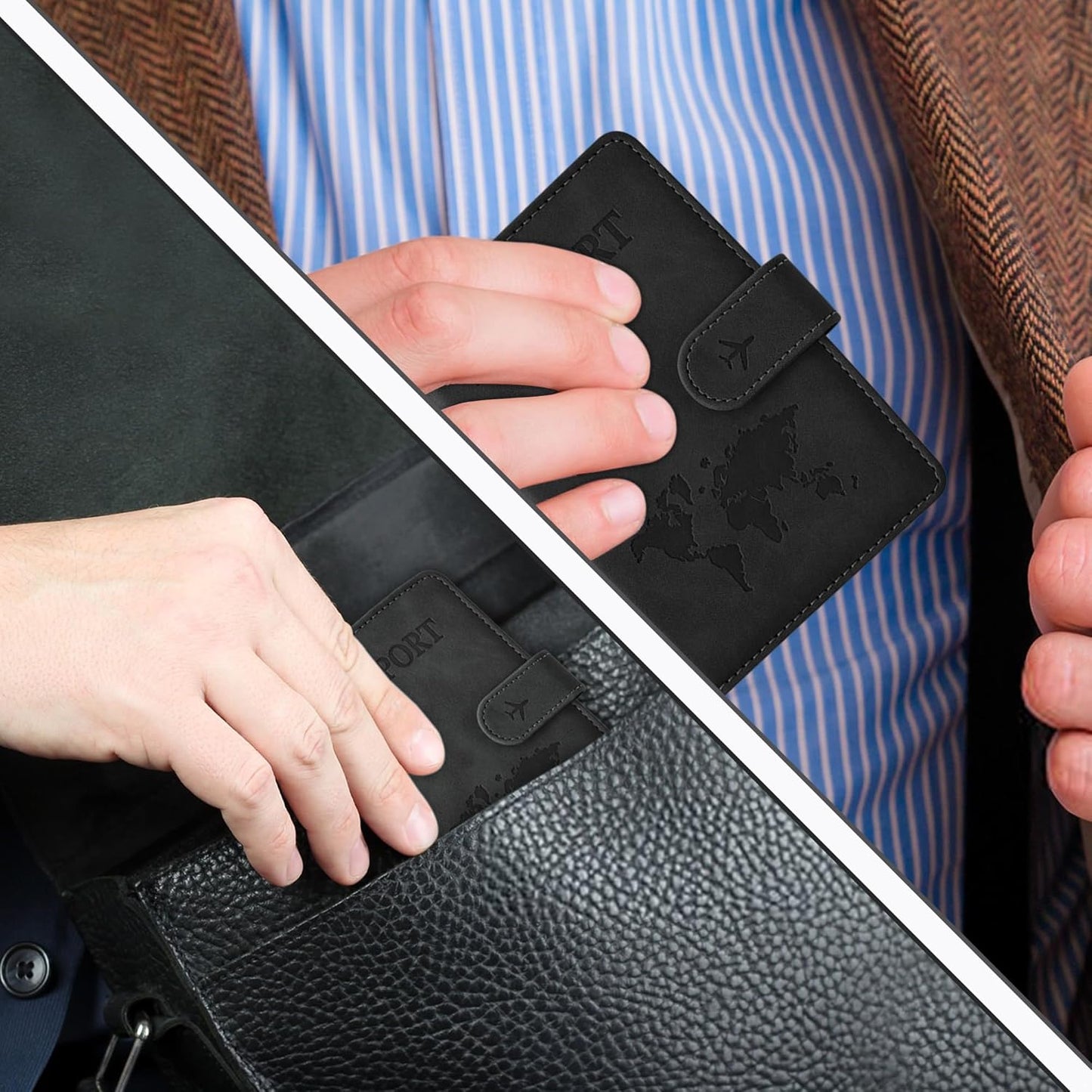 Passport Holder for Travel Essentials, Passport Wallet Cover Case for Travel Must Haves Accessories,Passport Book Holders for Women and Men BLACK (BLACK)