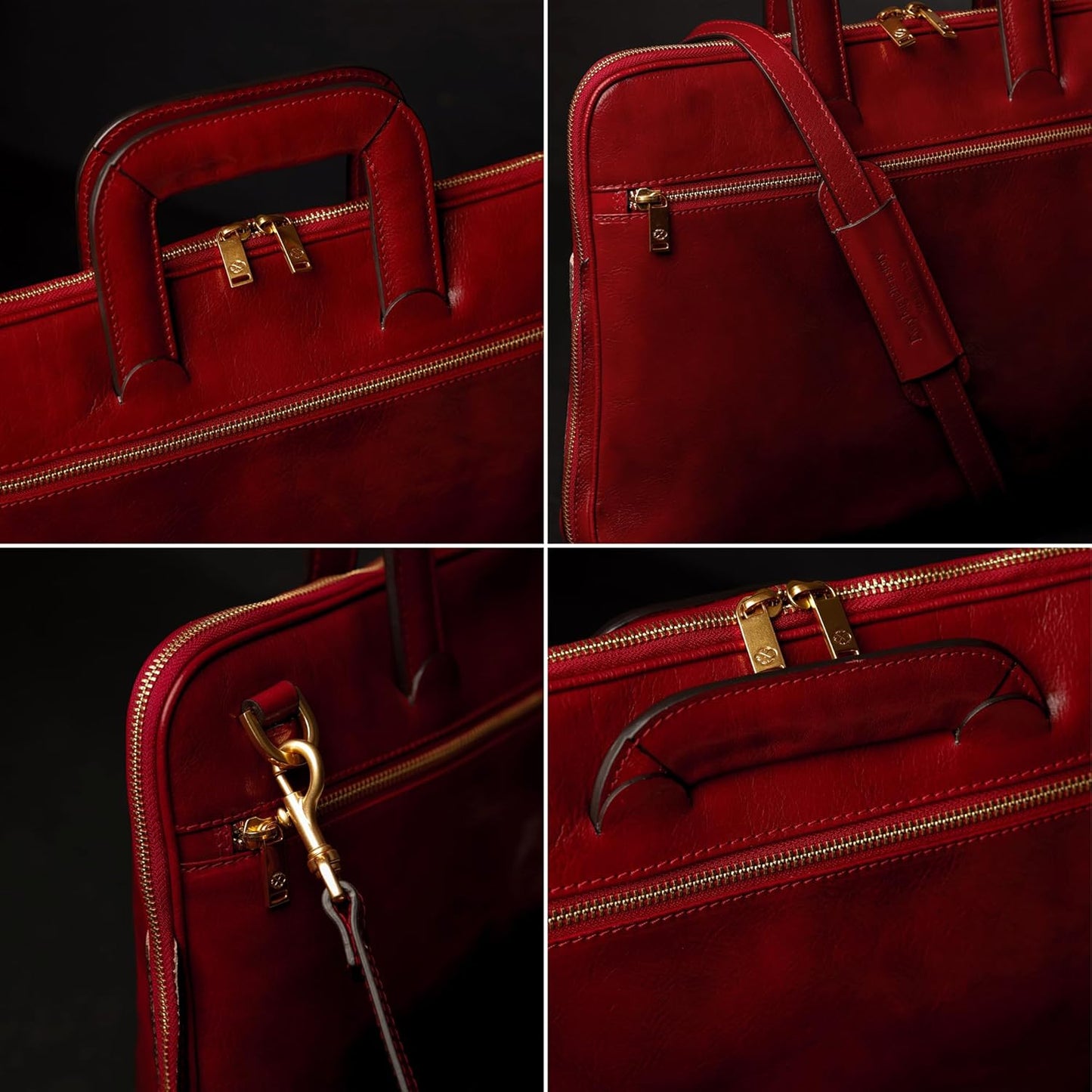Time Resistance Slim Leather Briefcase - Italian Handmade Leather Computer Bag - Briefcase for Men and Women - Laptop Bag