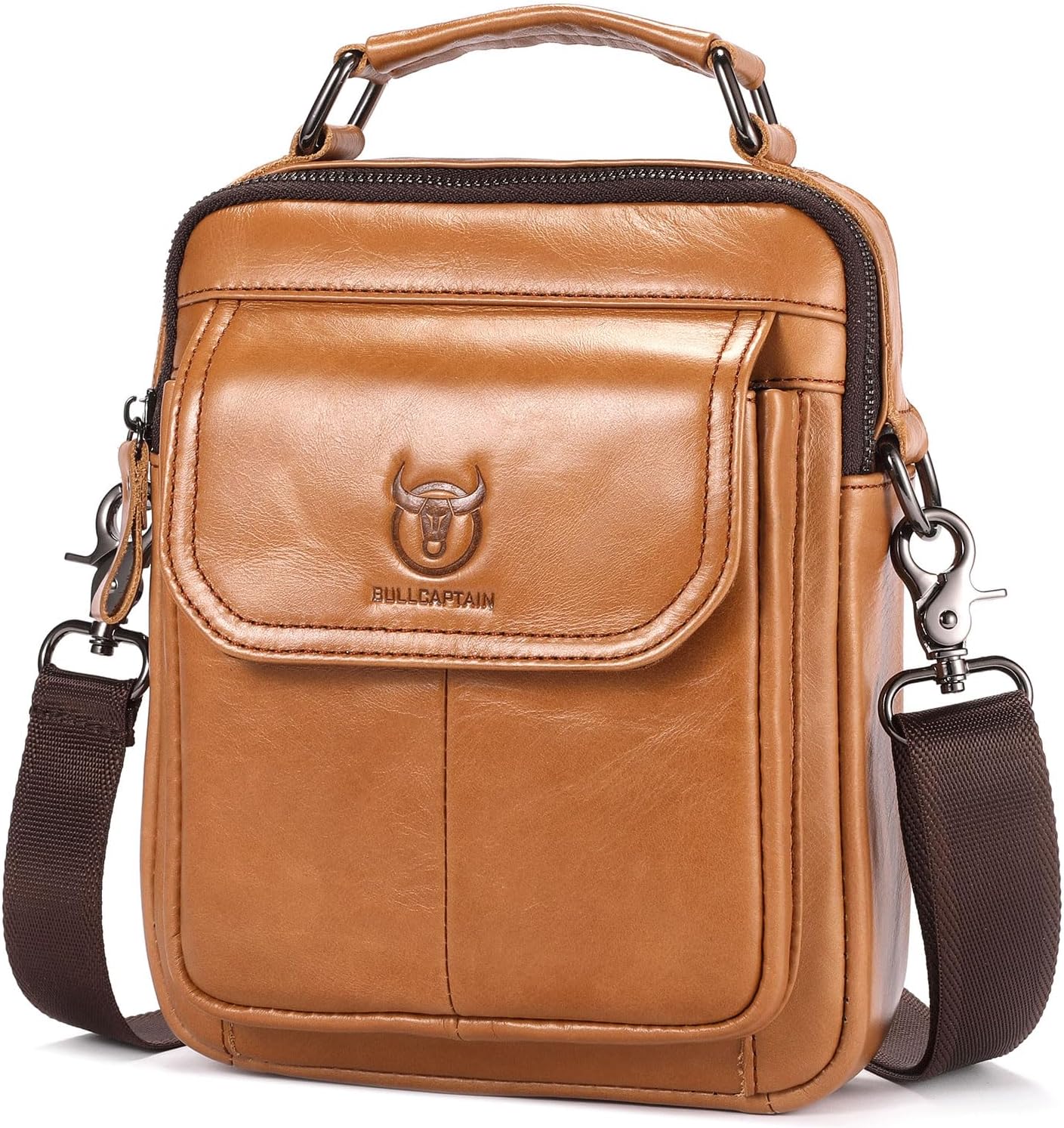 Leather Shoulder Bag for Men Casual Crossbody Bag Travel Vintage Messenger Bag Multi-function