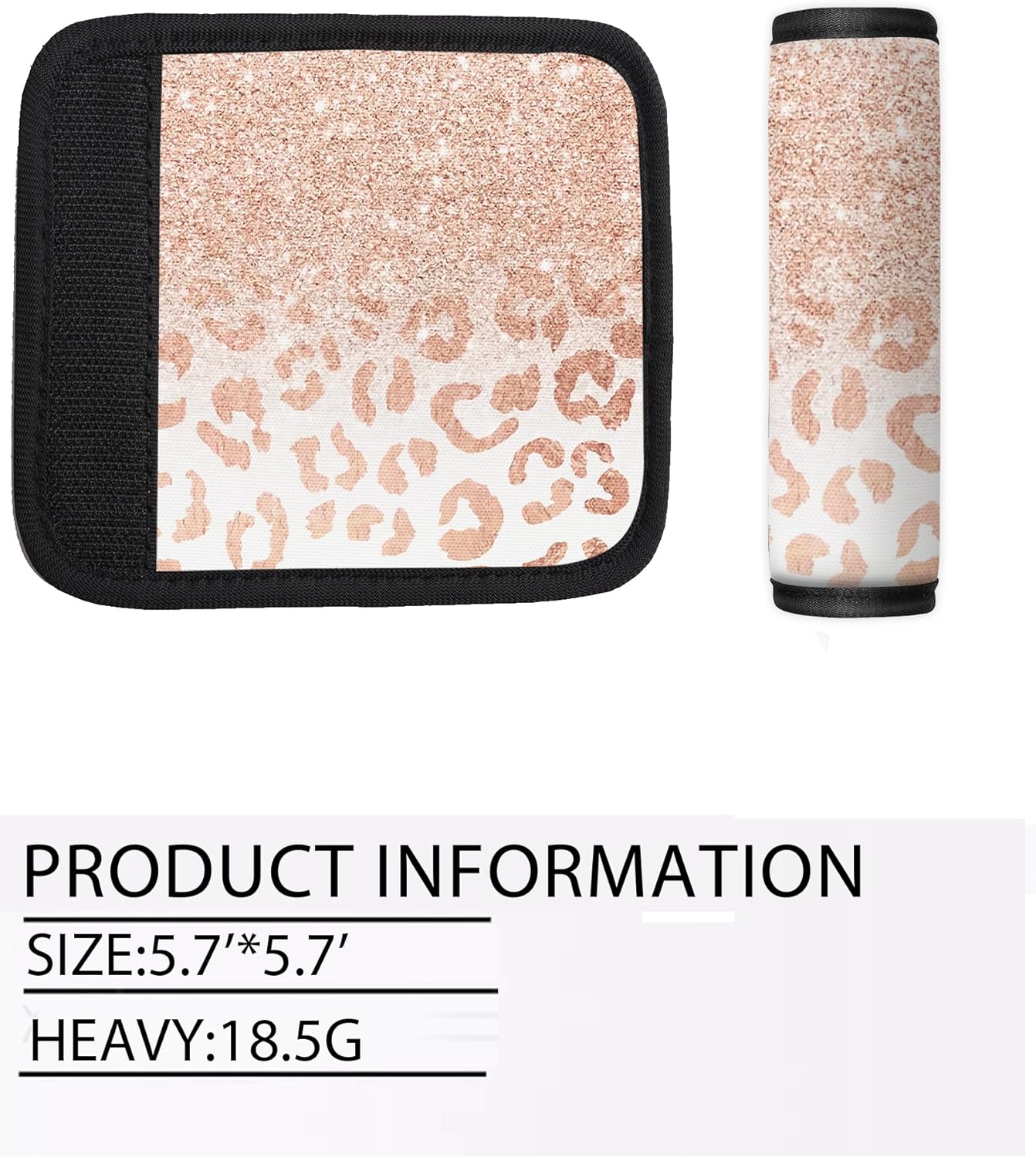 2 Pack Luggage Handle Wrap Travel Tags - Set of Luggage Tags for Suitcases, Identifiers, Marker, and Handle Covers - Cruise Accessories and Travel Gifts（Pink Leopard