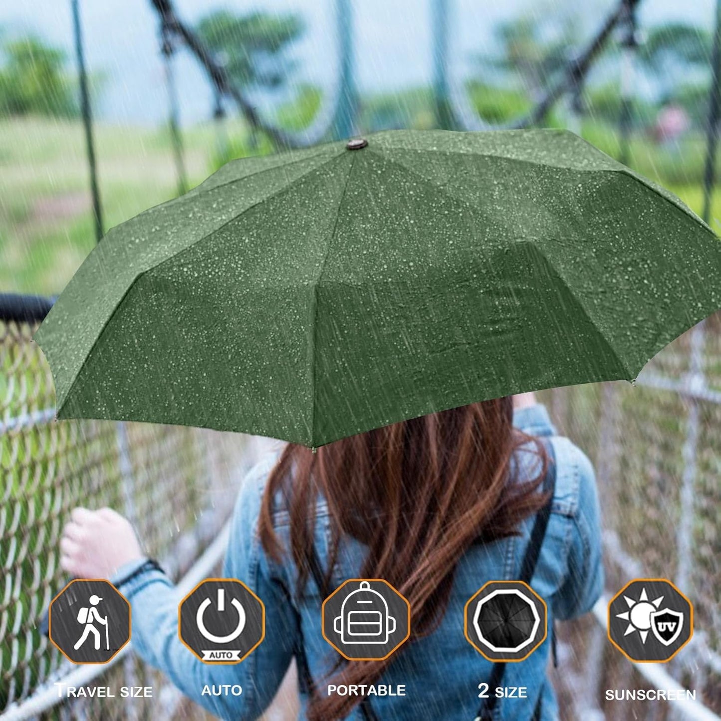 MRTLLOA 42/49 Inch Compact Windproof Travel Umbrella for Rain, Lightweight, Portable, Automatic, Strong, Waterproof Folding Umbrellas for Women, Men and Teenagers