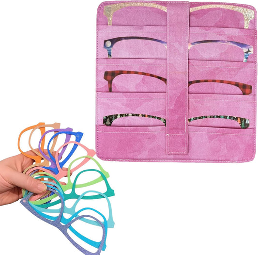 Eyeglass Topper Travel Wallet for Car - 4-Slot Eyewear Organizer for Eyeglass Toppers & Accessories Portable Storage for Travel Everyday Use