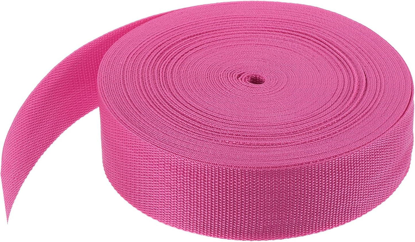 MECCANIXITY Lightweight Polypropylene Webbing Strap 2" 25 Yard Backpack Strapping Band Rose Red for Outdoor Luggage Cargo Straps