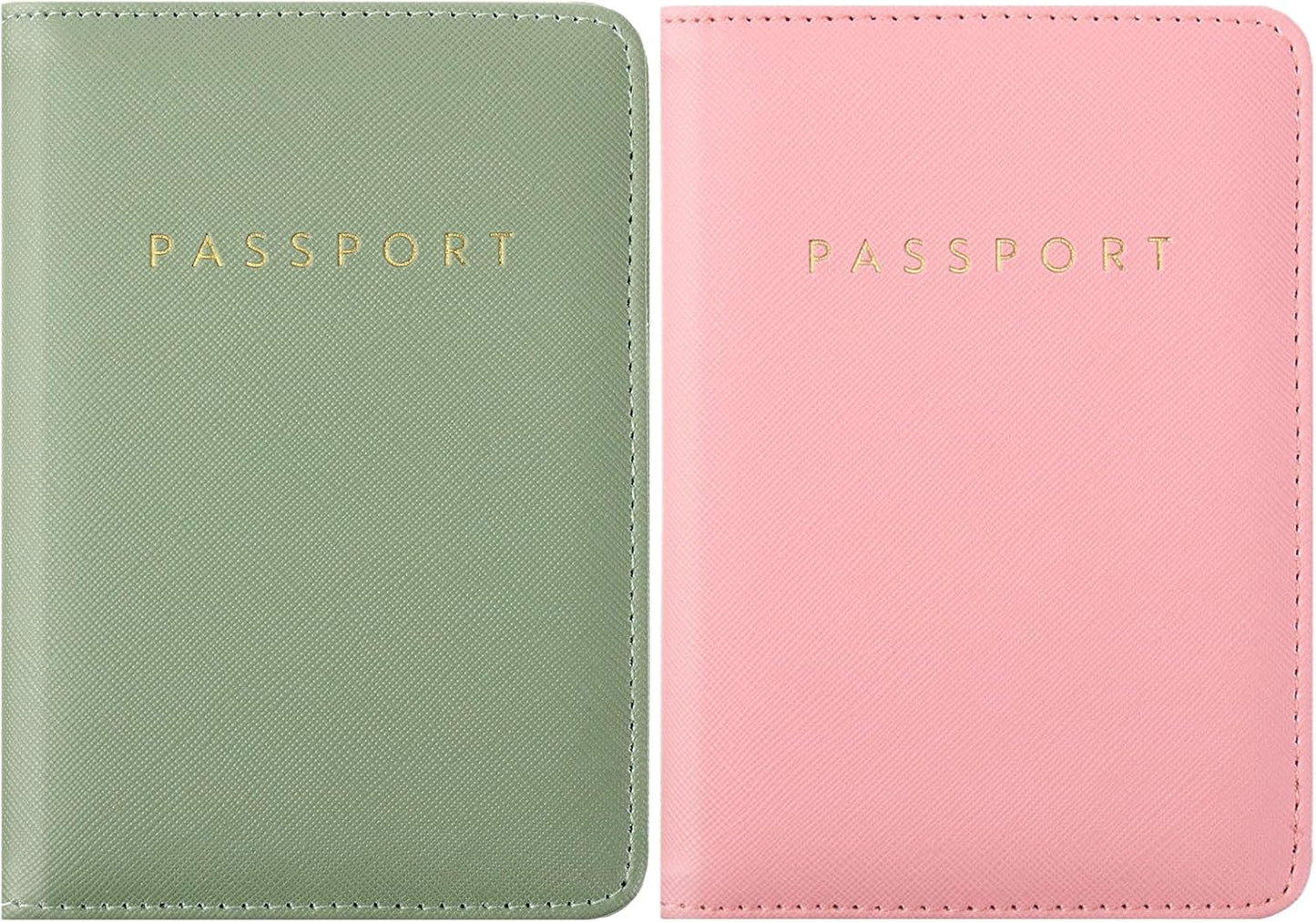 Frienda 2 Pieces Bridal Passport Covers Holder Waterproof Leather Holder Covers Travel Wallet Passport Case for Women and Men