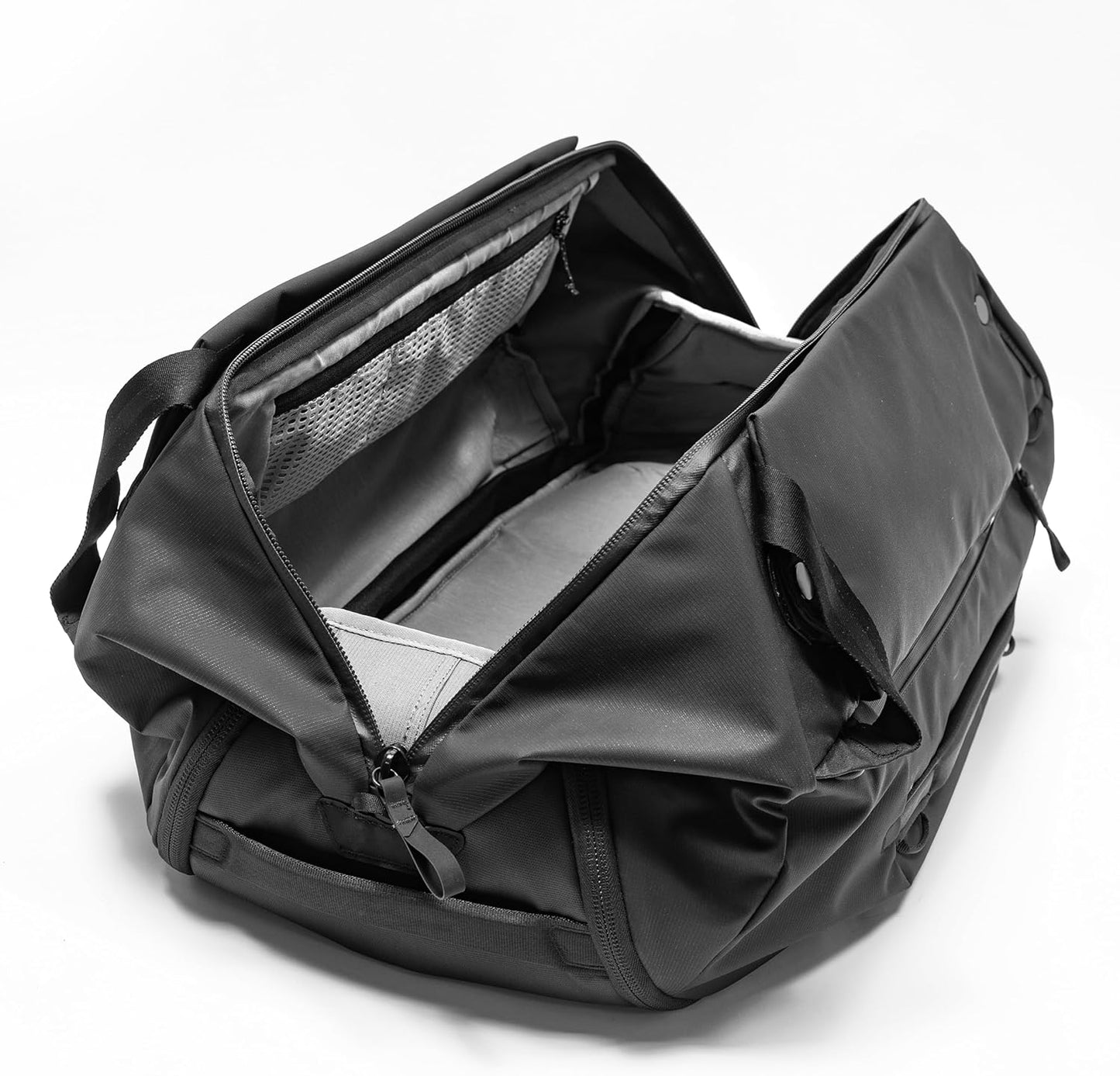 Peak Design Travel Duffelpack 45-65L, Black, Weatherproof Duffel Backpack, Expandable Design