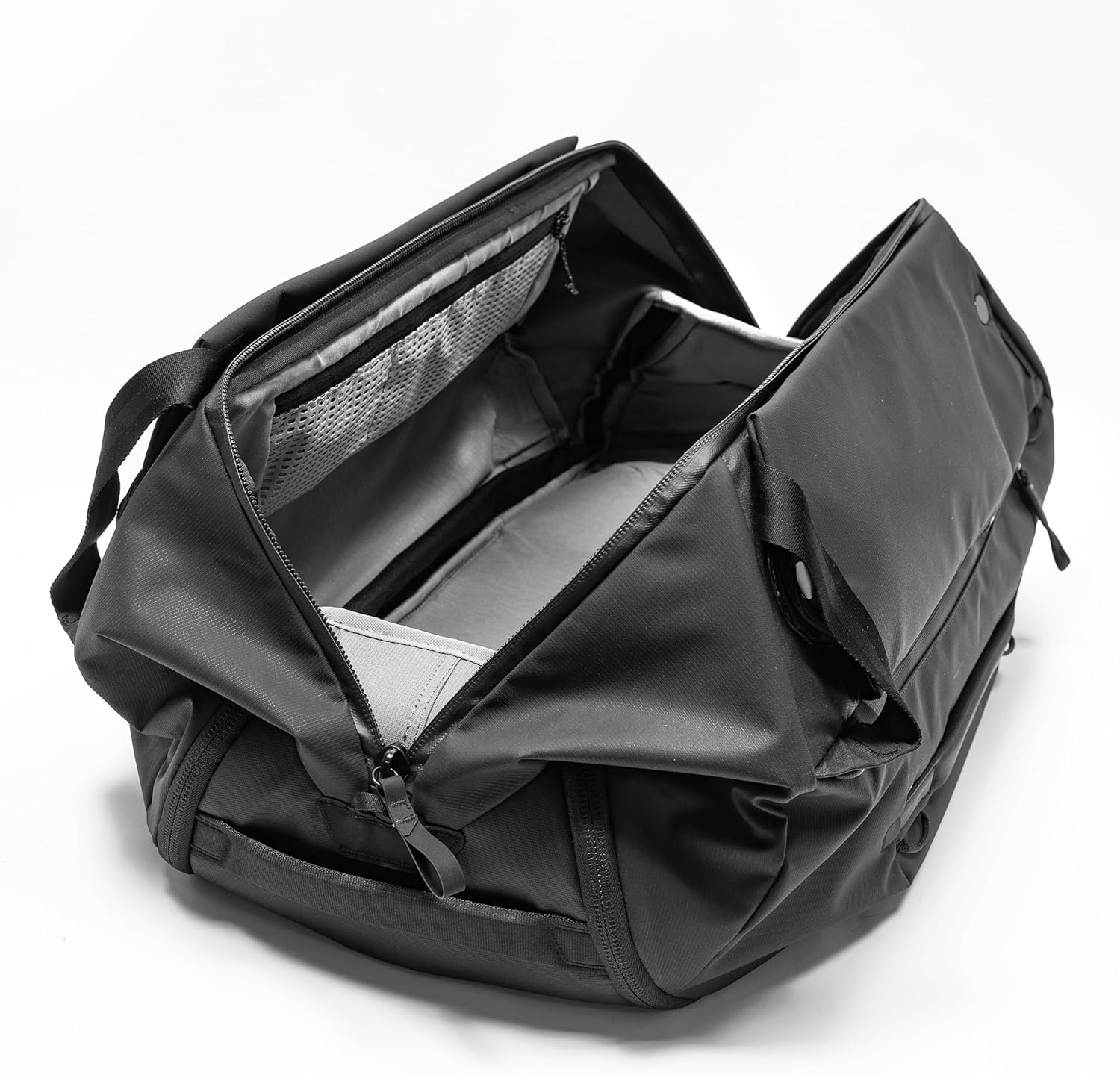 Peak Design Travel Duffelpack 45-65L, Black, Weatherproof Duffel Backpack, Expandable Design