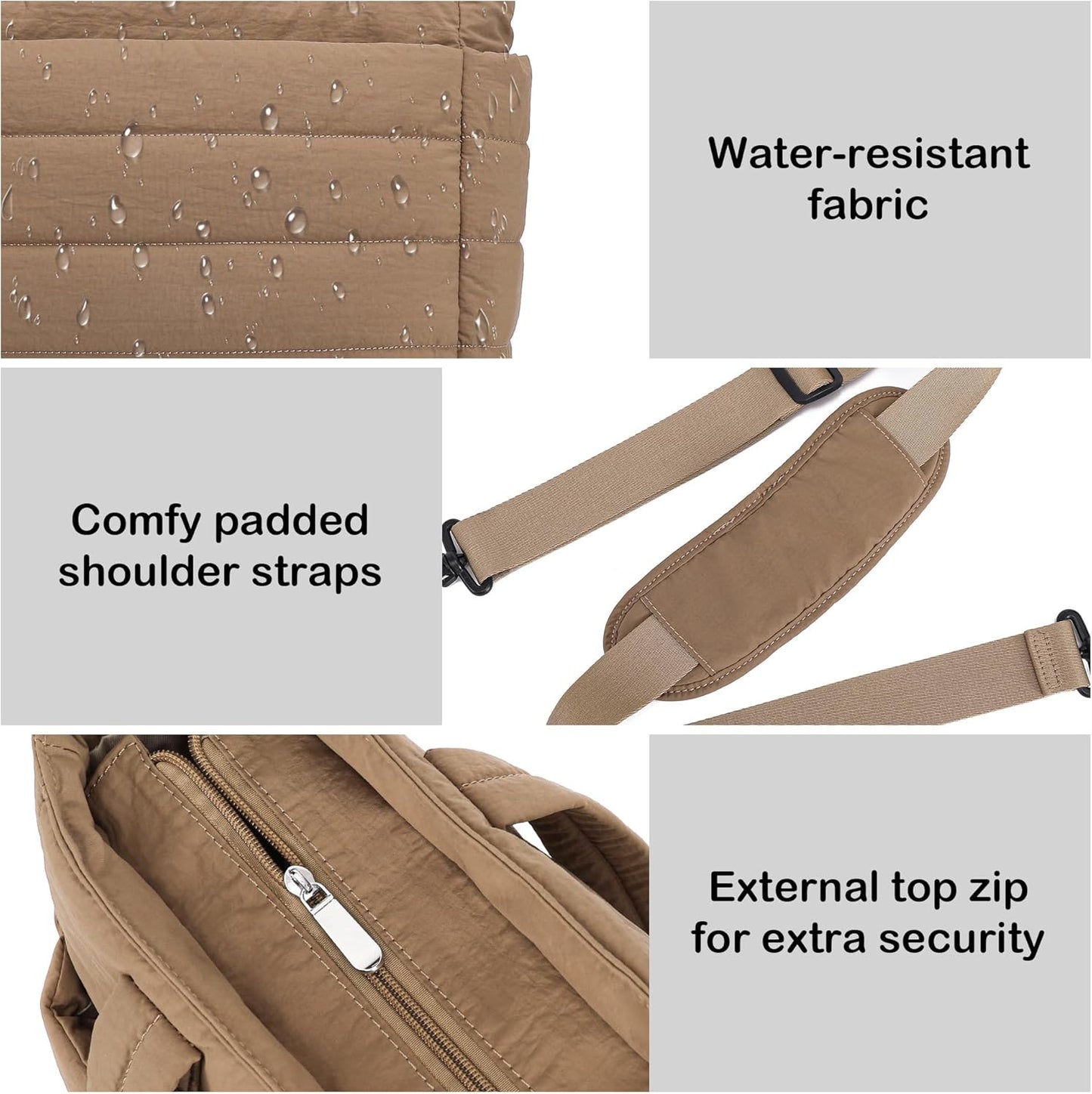 AOCINA Puffy Tote Bag for Women Quilted Work Bag Nurse Bags Women's Handbags for Travel