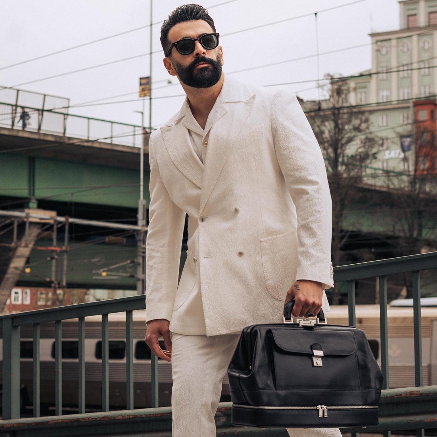 Time Resistance Leather Doctor Bag - Italian Handmade Medical Bag - Vintage Style Handbag - Real Leather Briefcase