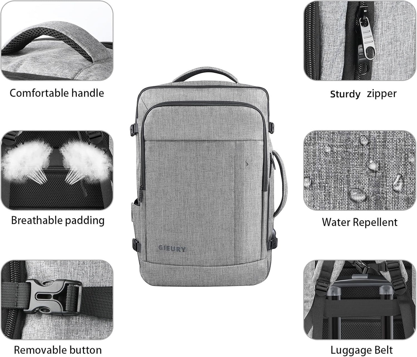 60L Backpack, Extra Large Travel Backpack for Men & Women, Expandable Big Capacity For Airplanes, Travel Gifts for Men Women, Fits 18.4 Inch Laptop, Luggage Suitcase Daypack Bag, Grey