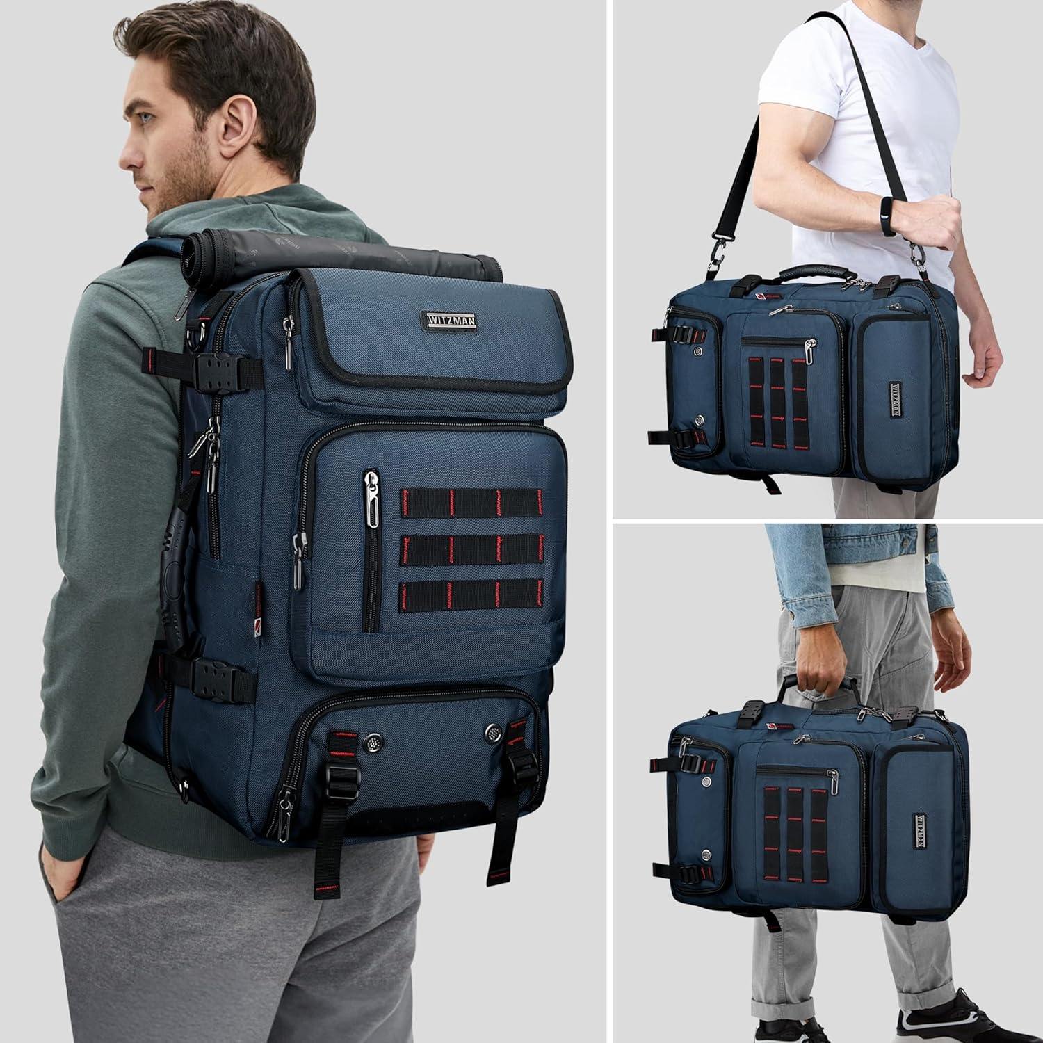 WITZMAN Carry on Travel Backpack for Men Women Airline Approved Convertible Nylon Duffle Backpack
