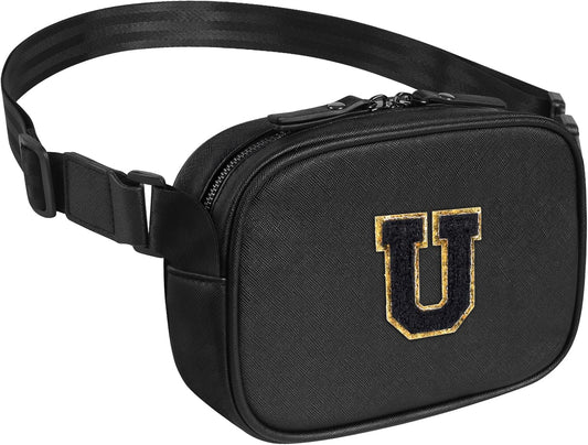 Cross Body Fanny Pack for Women, Fashion Waist Packs, Crossbody Bags, Belt Bag with Adjustable Strap (Black U)