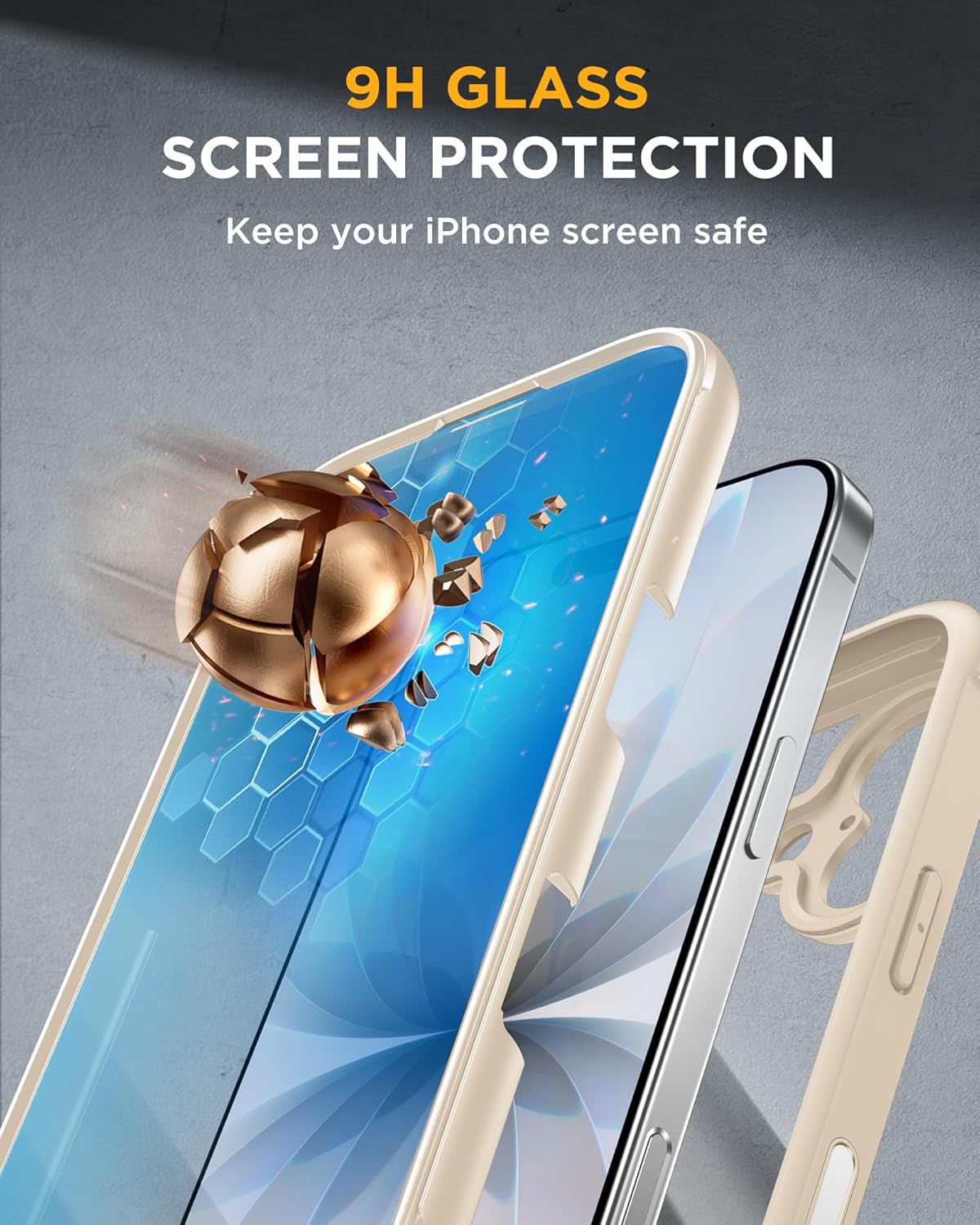 Miracase for iPhone 17 Case 6.3'', Full-Body Military Grade Drop Protection Outdoor Phone case with Built-in Glass Screen &Camera Control,Easy Installation,No Gap,Compatible with MagSafe, Gold