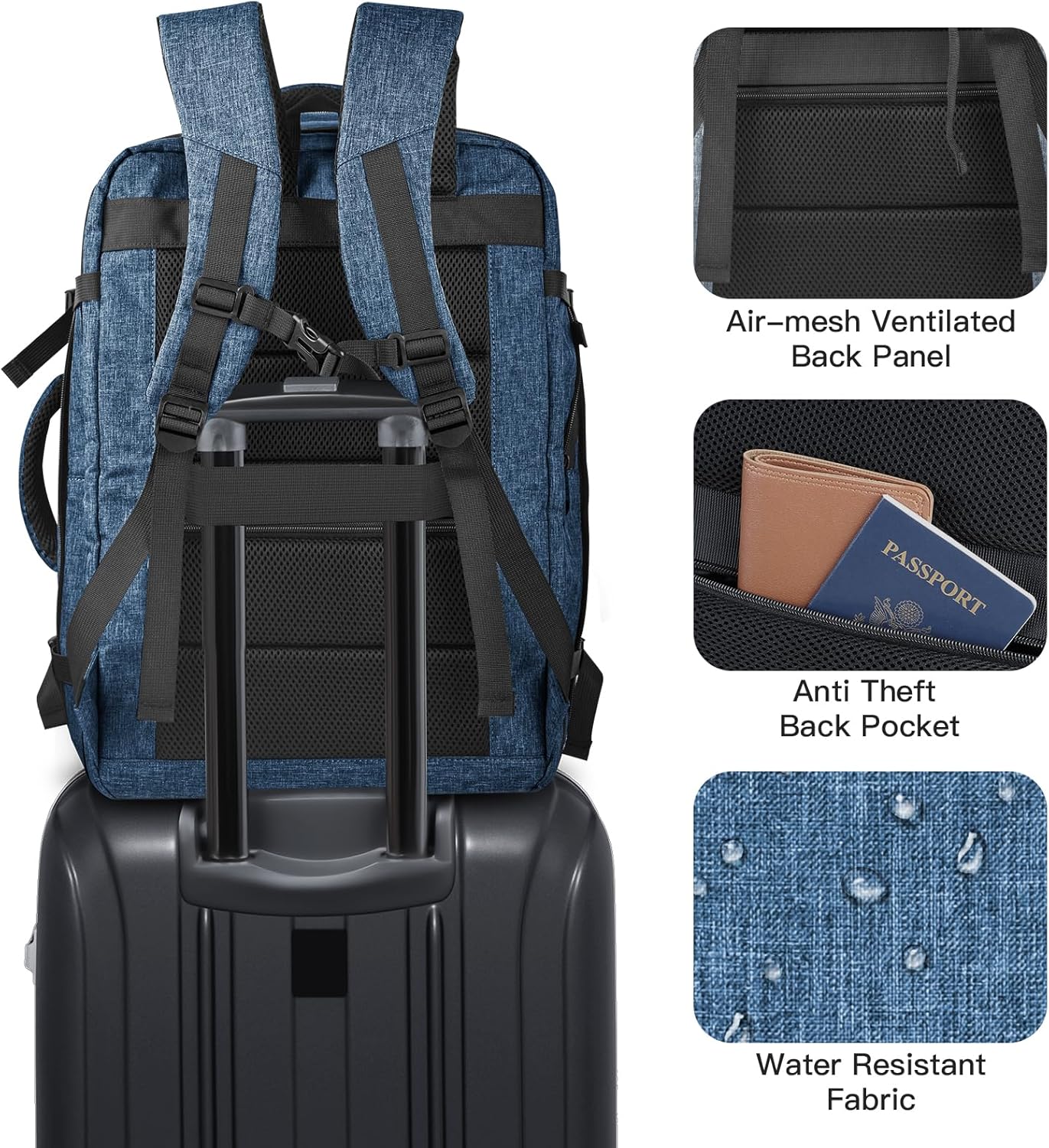 Carry On Backpack, Extra Large 50L Travel Backpack for Men & Women, Expandable Backpack For