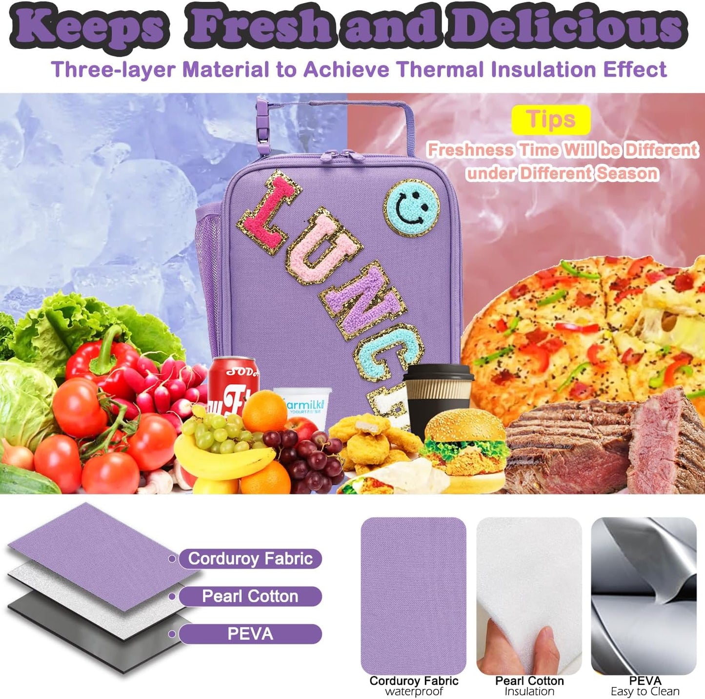 FlowFly Lunch box Insulated Soft Bag Mini Cooler Back to School Thermal Meal Tote Kit With Buckle