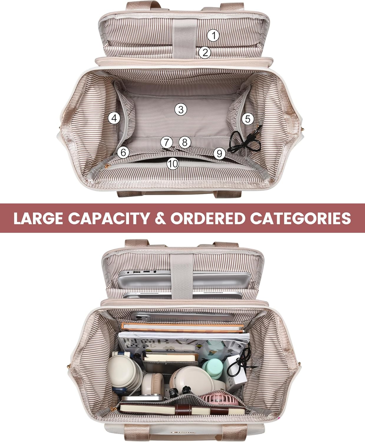 LOVEVOOK Laptop Backpack for Women, 15.6 Inch Work Laptop Bag with USB Port, Fashion Teacher Nurse Backpack Purse, Waterproof Travel Computer Backpack with Organizer Bag, 2PCS