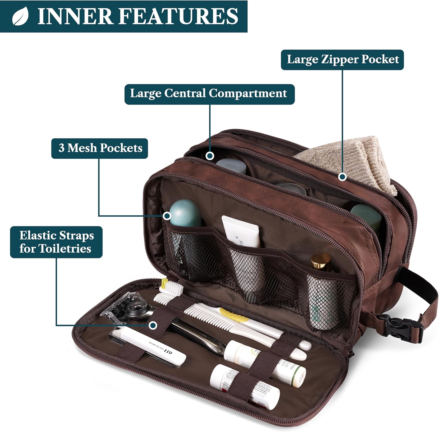 PAVILIA Toiletry Bag for Men, Travel Pouch Essentials Shaving Dopp Kit, Travel Bag Toiletries
