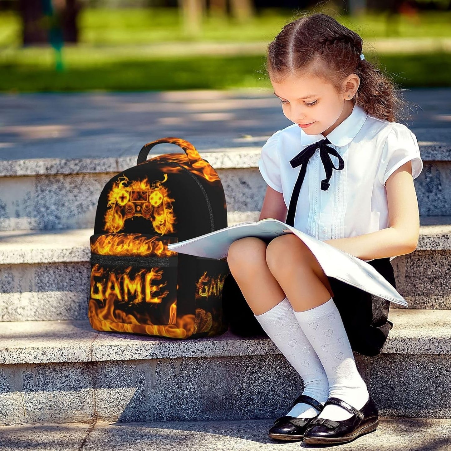 Game Kids Backpack for Boys Girls Gaming Elementary Schoolbag Kindergarten Gamepad Bookbags Preschool Toddler Book Bags Travel Bag Hiking Camping Rucksack Daypack for Back to School Gifts