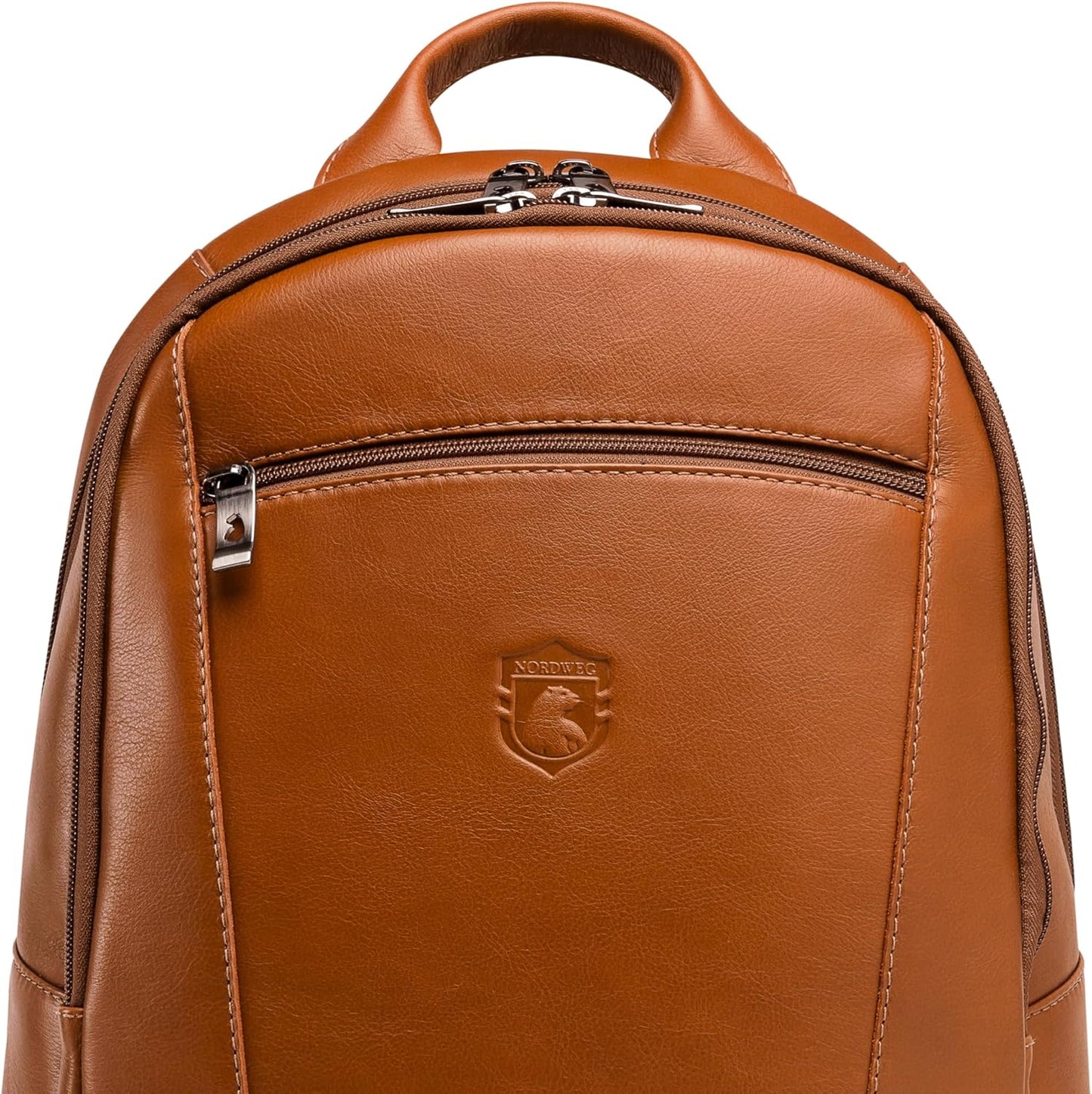 Nordweg Leather Laptop Backpack NW074B – Lightweight Daypack for Work, Travel & College – Fits Laptops up to 15.6” (Caramel)