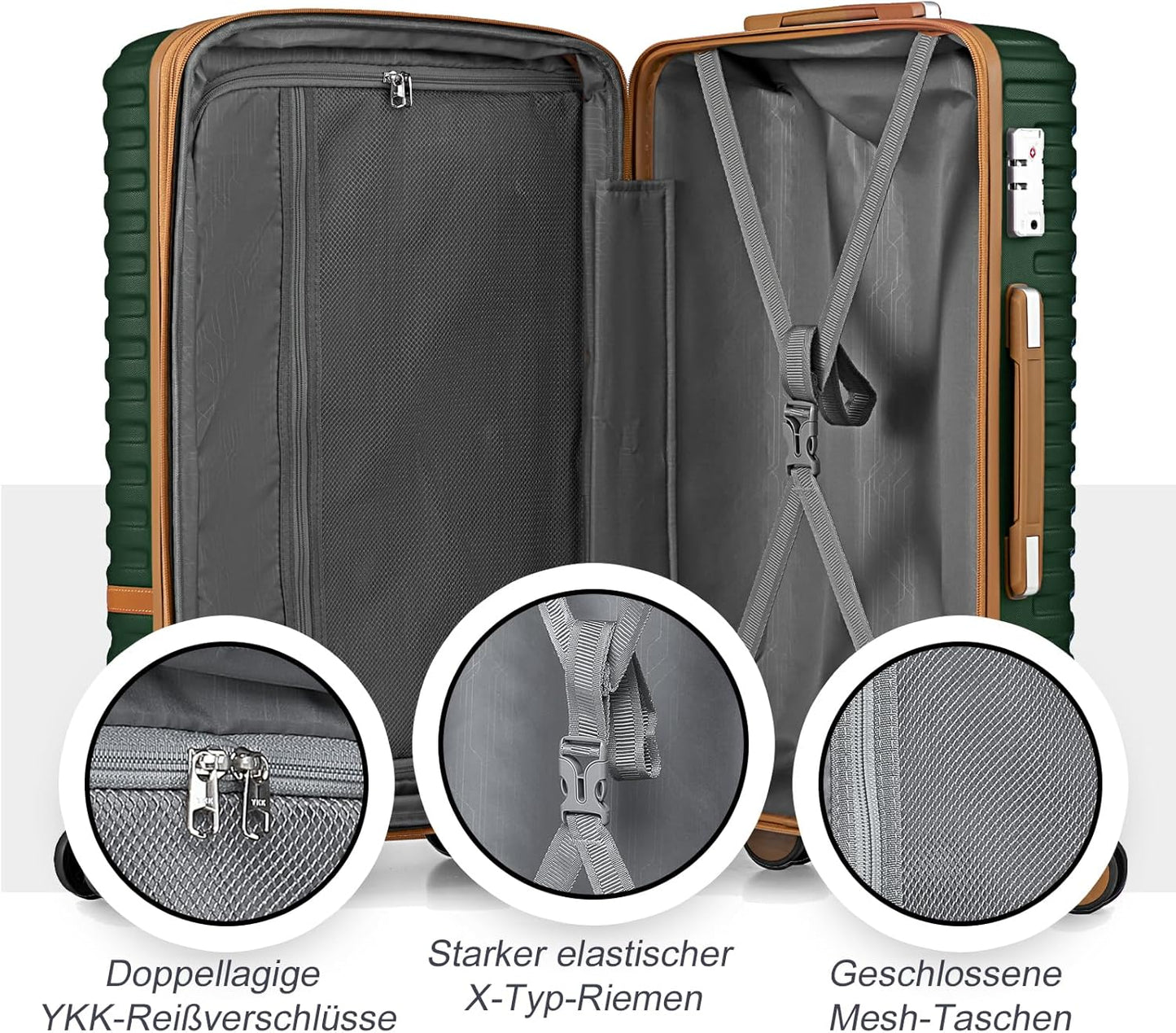 Joyway 24 Inch Checked Luggage, Expandable Suitcase with Spinner Wheel, 3 Piece Hard Shell Luggage Set with TSA Lock(Green)