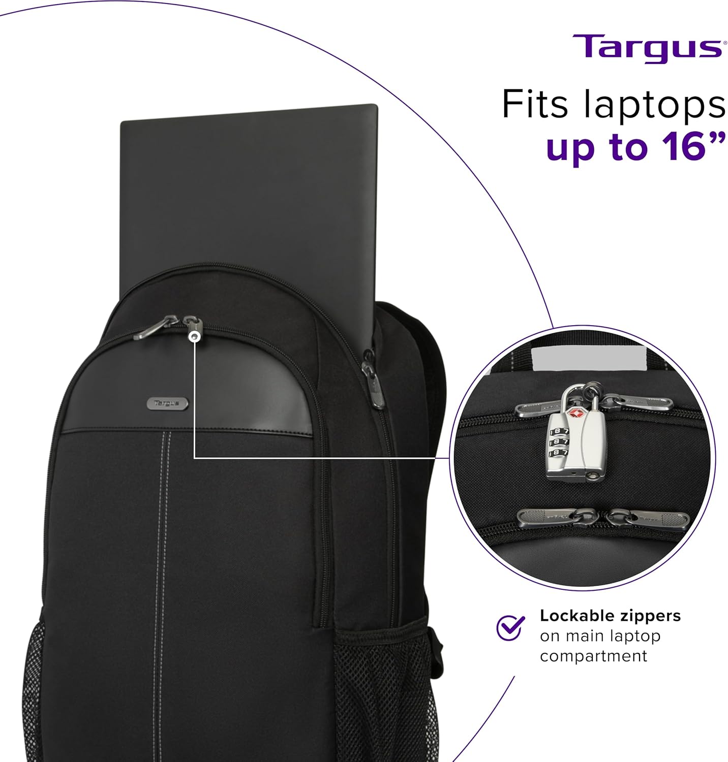 Targus 15-16 Inch Classic Laptop Backpack - Fits Most Laptops up to 16", Padded Travel Backpack for Business Commuters, College, and Travel (TBB943GL)