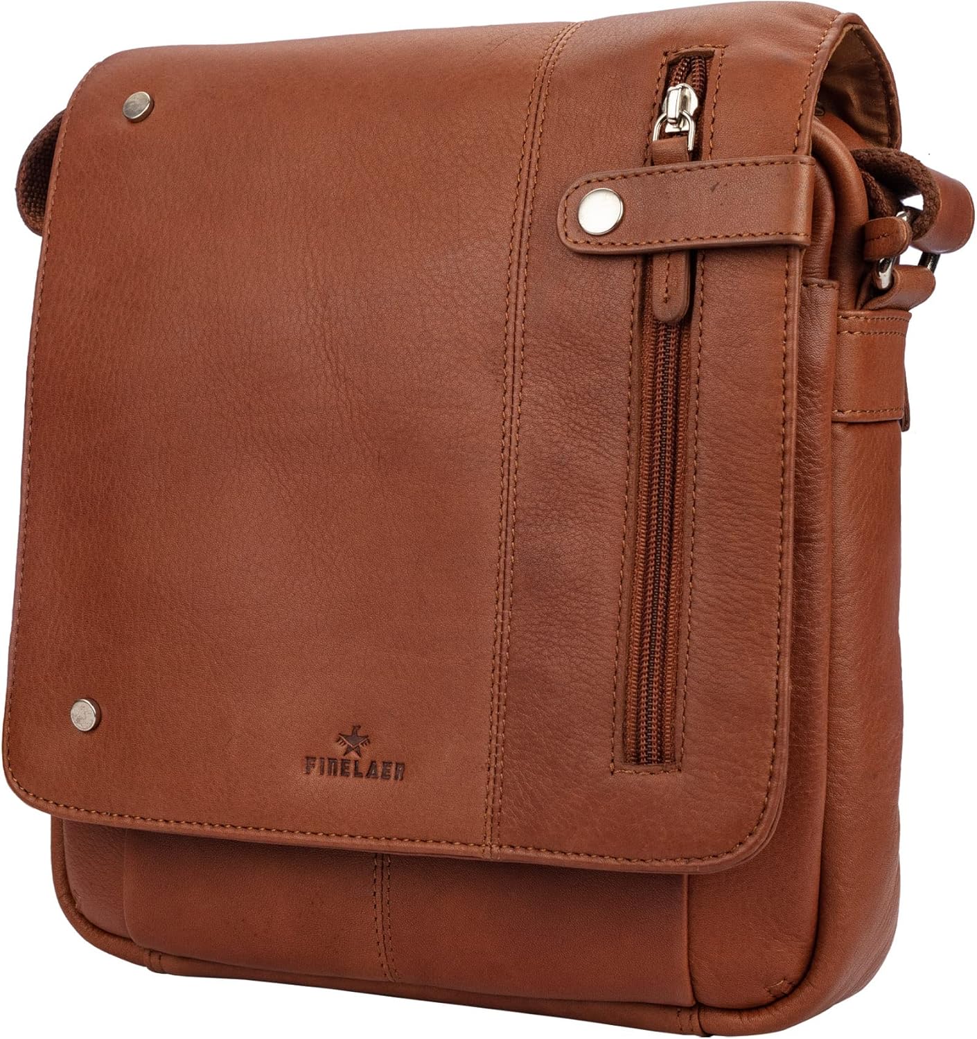 Vintage Leather Crossbody Bag Stylish Flap Over Shoulder Satchel for Men & Women