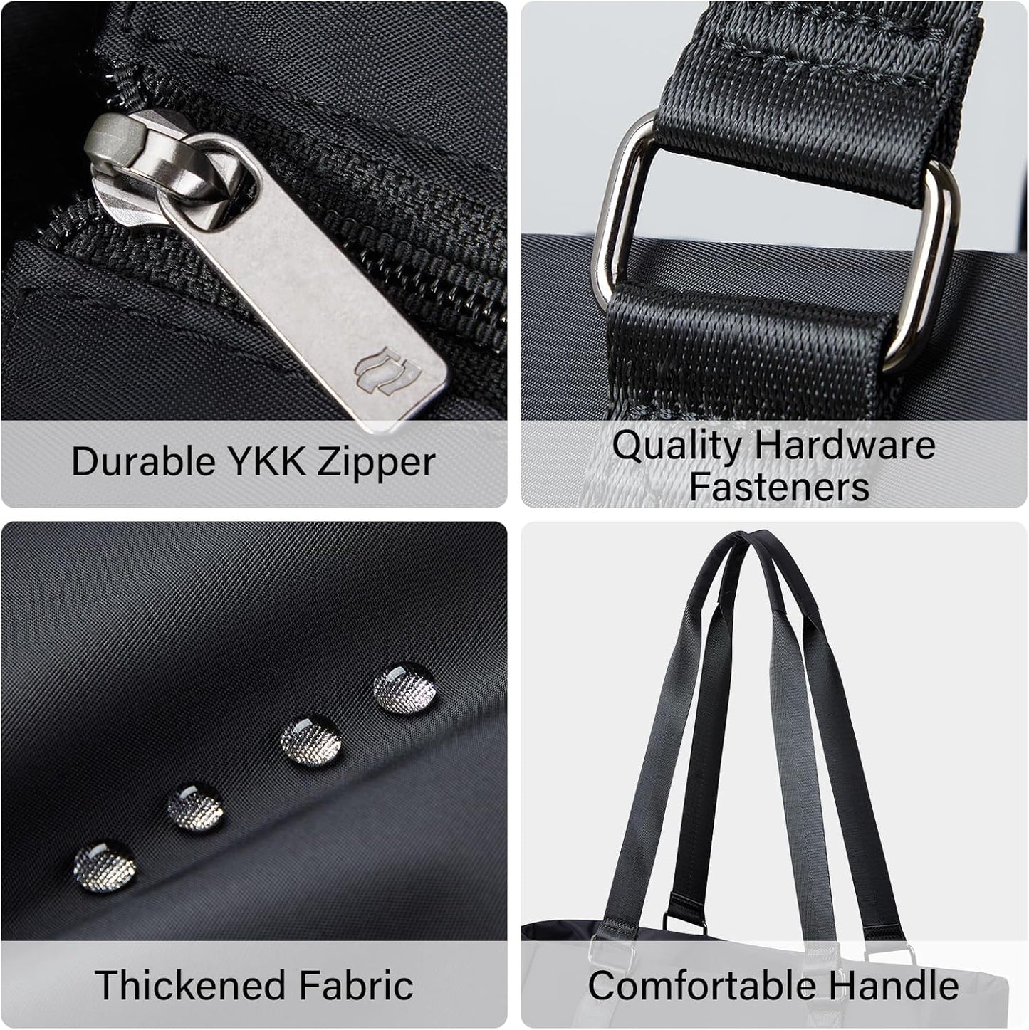 Hanke Laptop Tote Bag with Zipper Lightweight Womens Tote Bags for Work Nylon Bag Shoulder Bag Weekend Bag Travel Bag Sports Gym Bag .（Graphite Black）