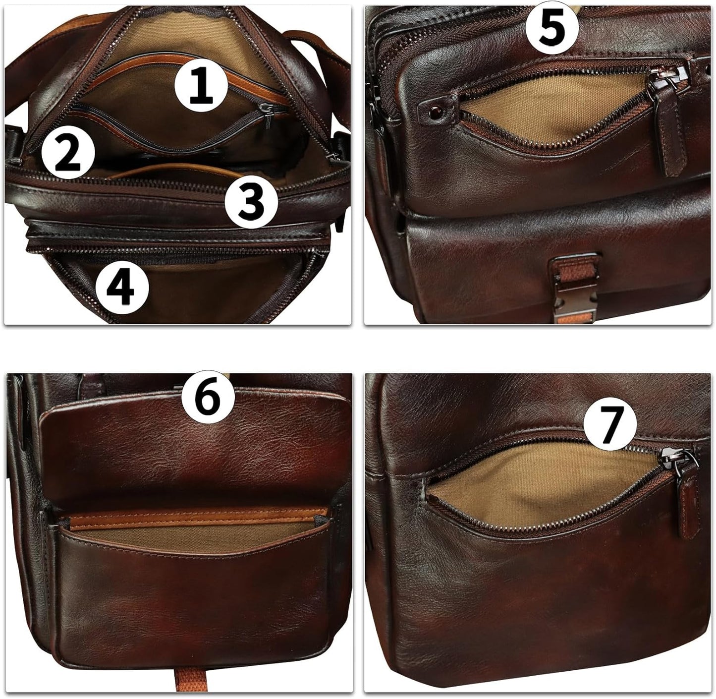 IVTG Genuine Leather Purse and Messenger Bag for Men Fashion Leather Shoulder Bags Briefcase Crossbody Satchel Bag with Strap