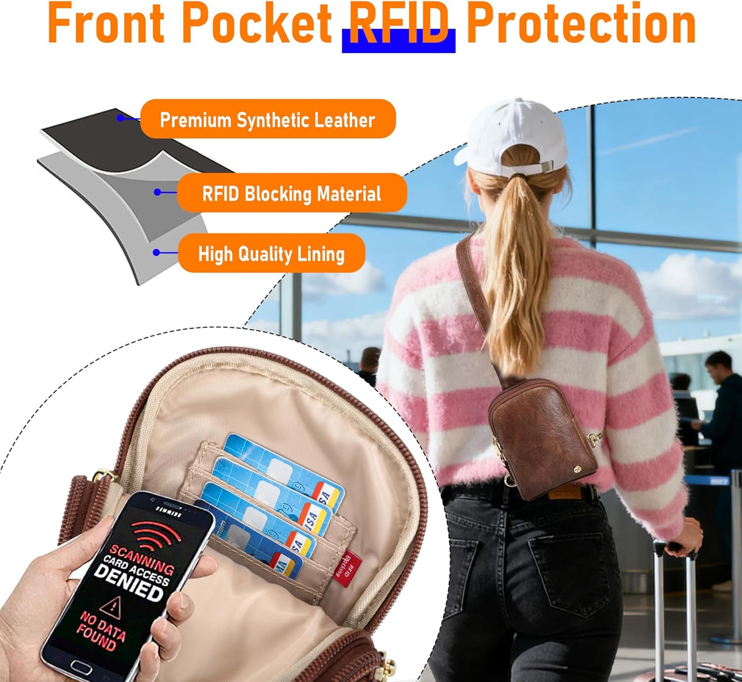 INICAT Travel Small Sling Bag Faux Leather Crossbody Bags Women Cross Body Bag Purses for Woman